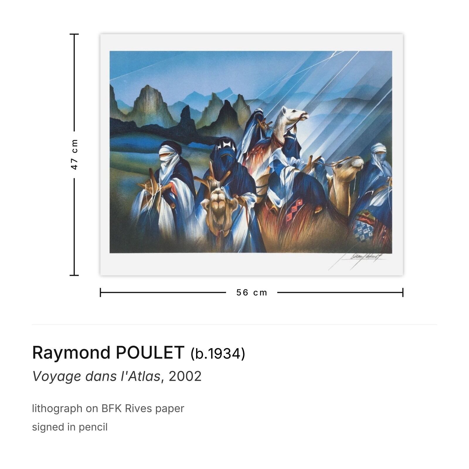 Raymond Poulet Gesigneerde Lithografie Voyage Dans L'atlas 2002 photo furniture