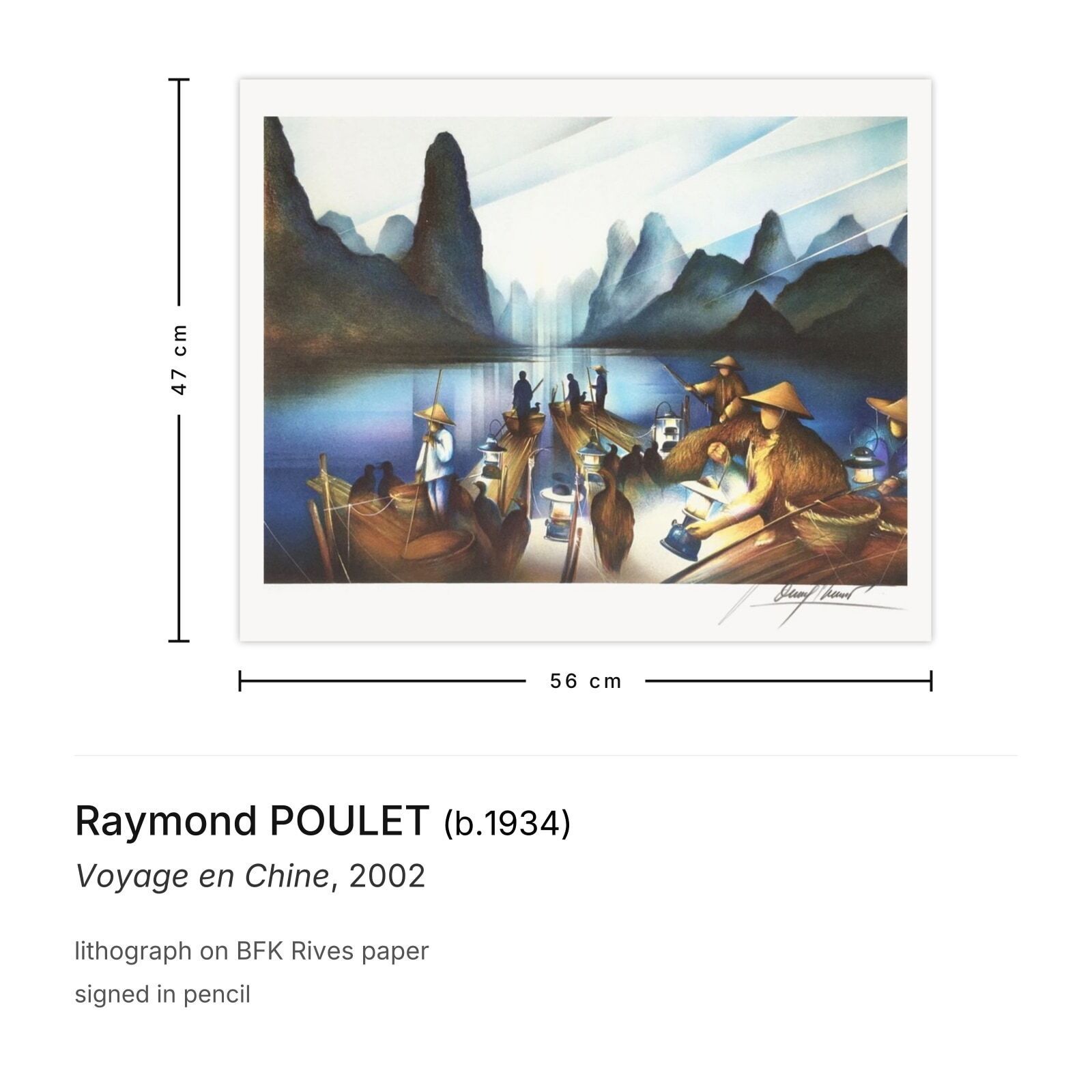 Raymond Poulet Gesigneerde Lithografie Voyage En Chine 2002 photo furniture