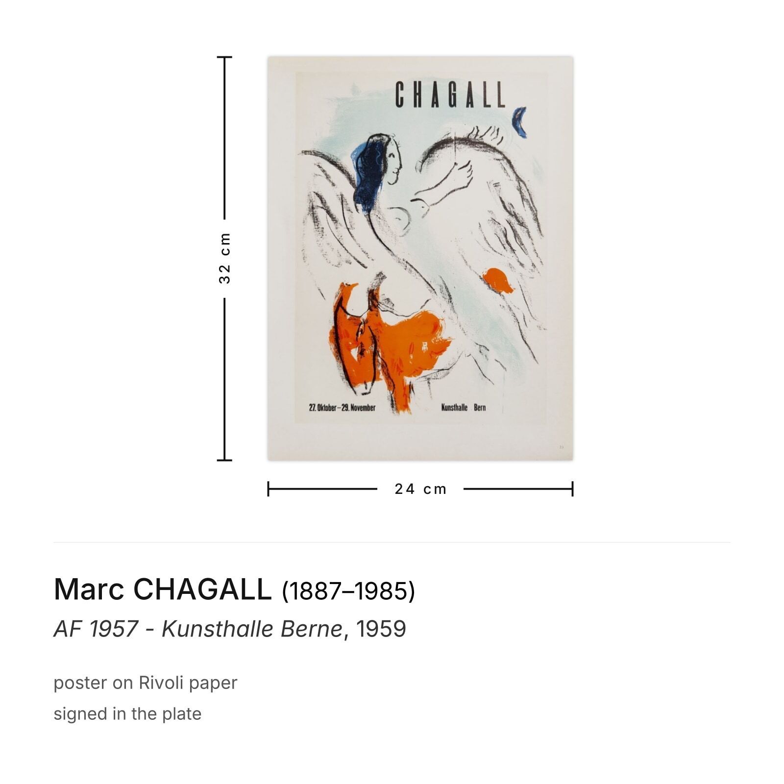 Marc Chagall Poster Af 1957 Kunsthalle Berne 1959 photo furniture