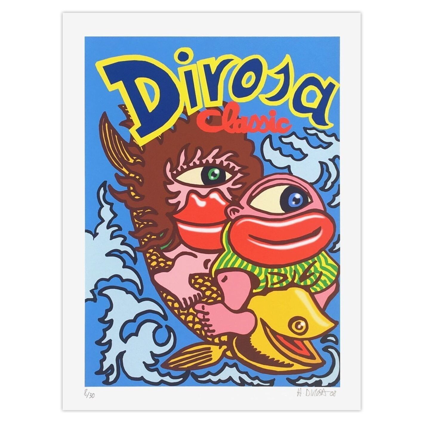 Hervé Di Rosa Signed Archival Pigment Print Di Rosa Classic   A Cheval Sur Un Poisson 2008
