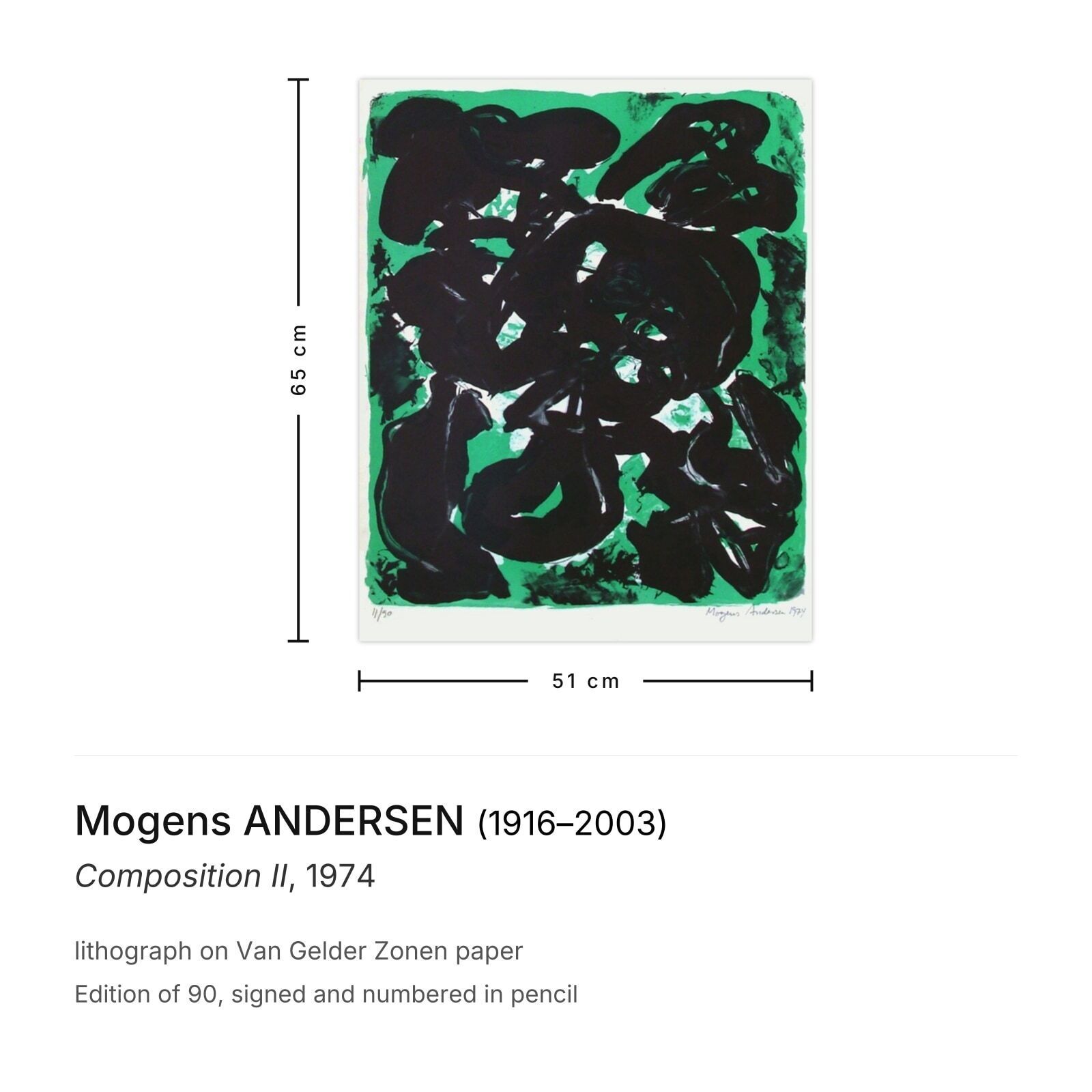 Mogens Andersen Signed Lithograph Composition II 1974 photo furniture