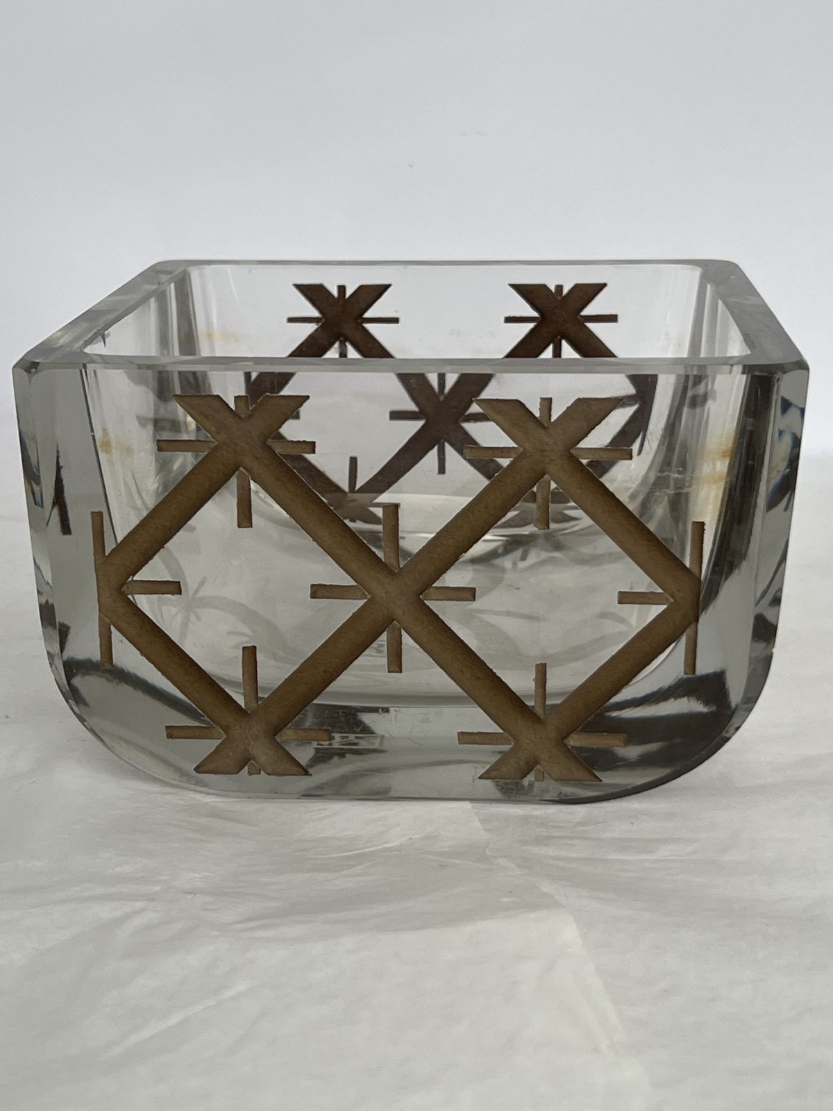 Jean Luce (Frans, 1895-1964) Zeldzame Gesigneerde Art Deco Vide Poche in Gerookt Glas, Frankrijk, ca. 1930 photo buy