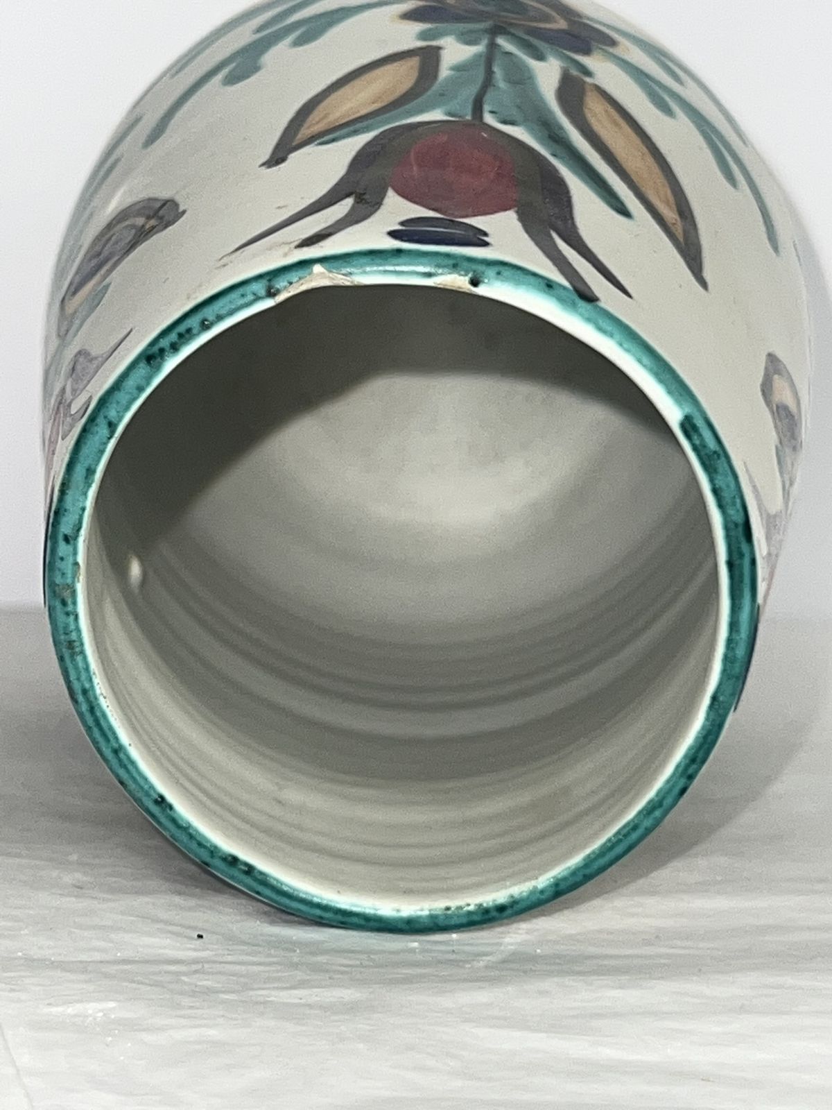 Greek Hand Painted Art Pottery Vase Greece, Circa 1960 photo vinterior