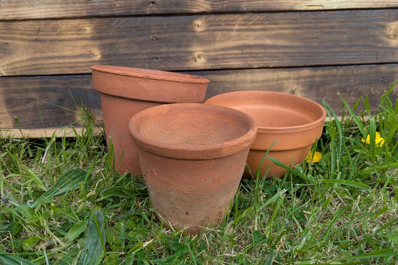Pots de fleurs vintage en terre cuite naturelle, lot de 3