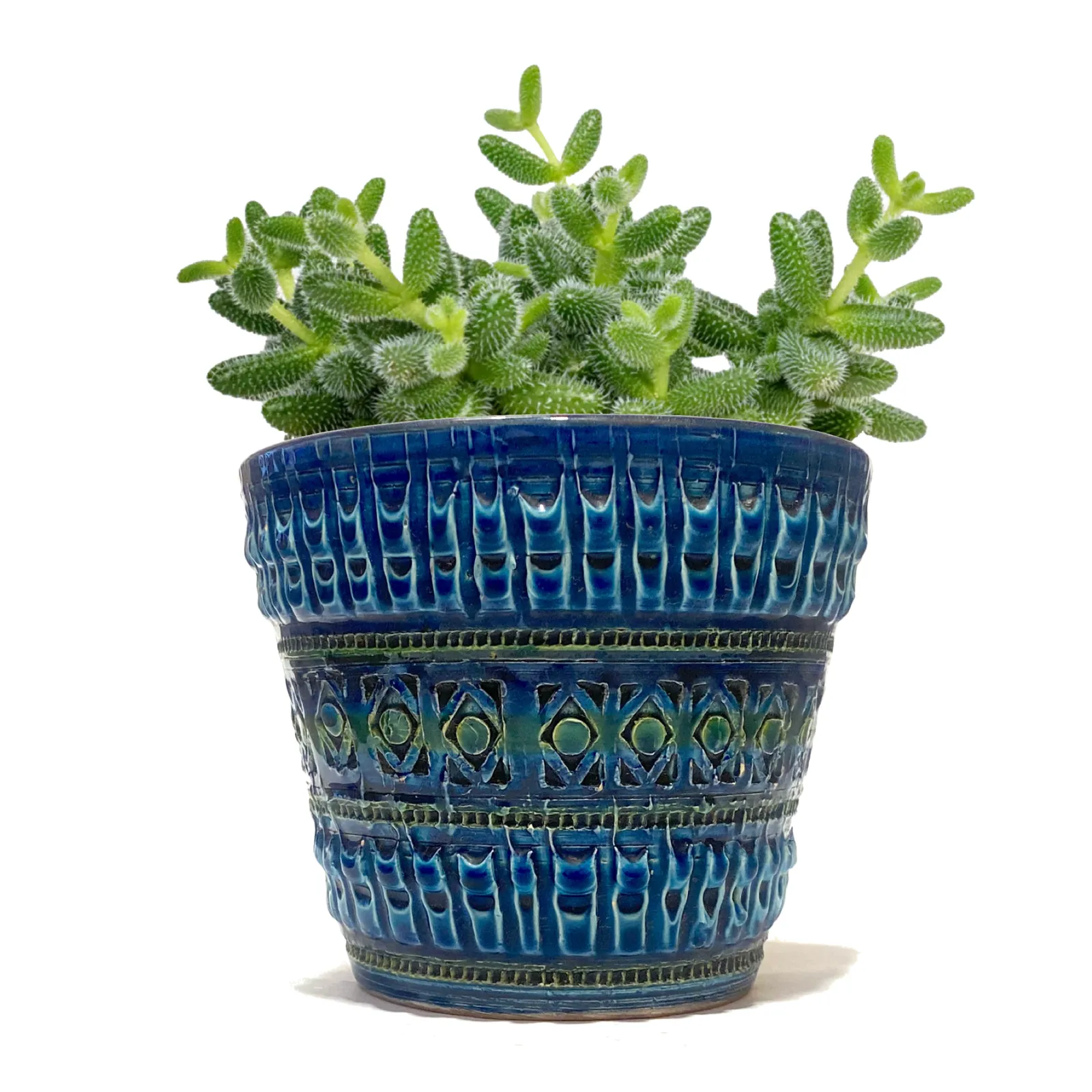 Italian Pottery Planter, Nuovo Rinascimento Bitossi Style Blue Vintage Plant Pot