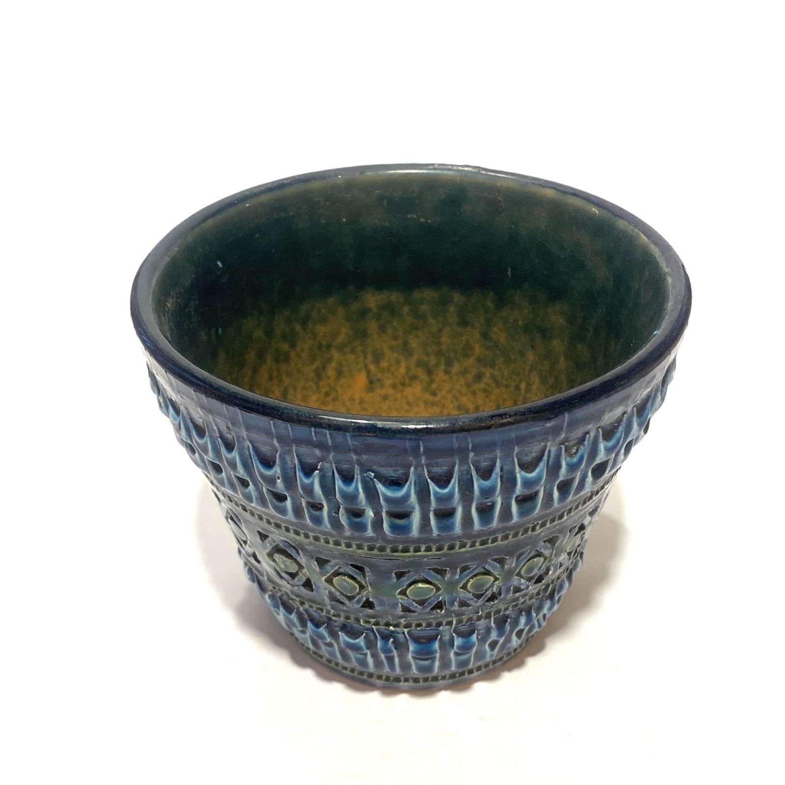 Italian Pottery Planter, Nuovo Rinascimento Bitossi Style Blue Vintage Plant Pot photo Home Decor