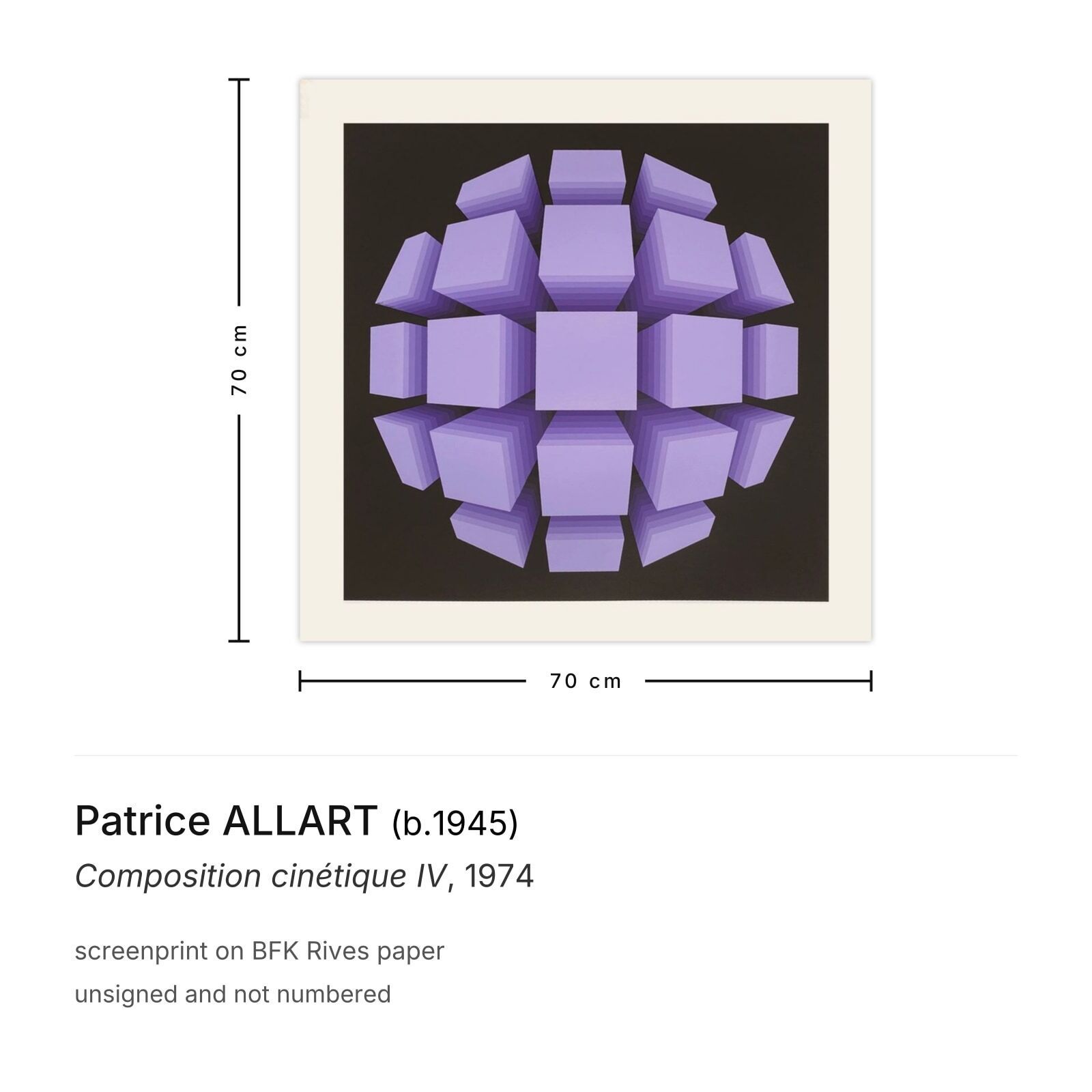 Patrice Allart Zeefdruk Composition Cinétique IV 1974 photo furniture