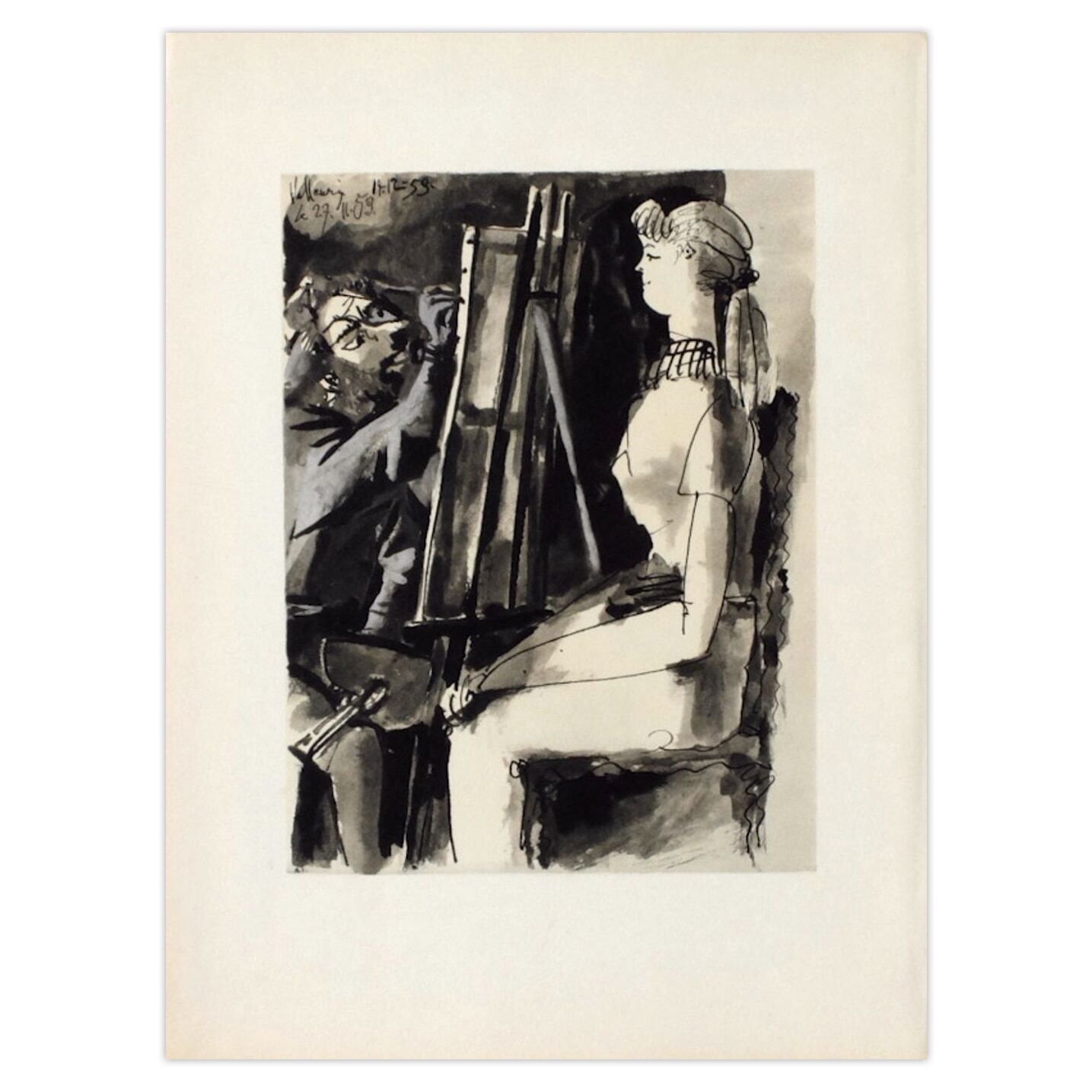 Pablo Picasso Lithografie Comédie Humaine Femme Et Peintre II 1954