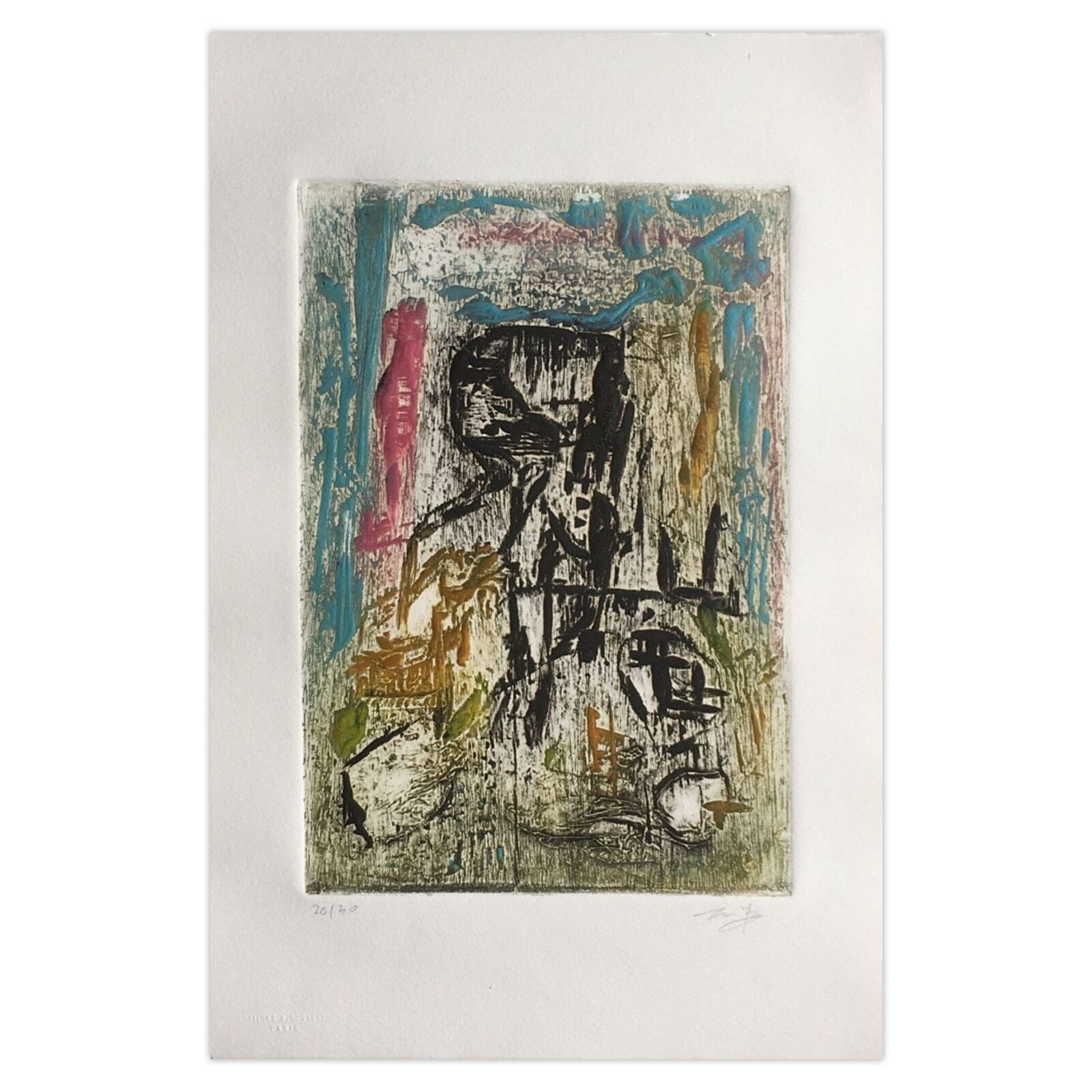 Martin Bissiere Signed Carborundum Etching Simbad Le Marin 1985