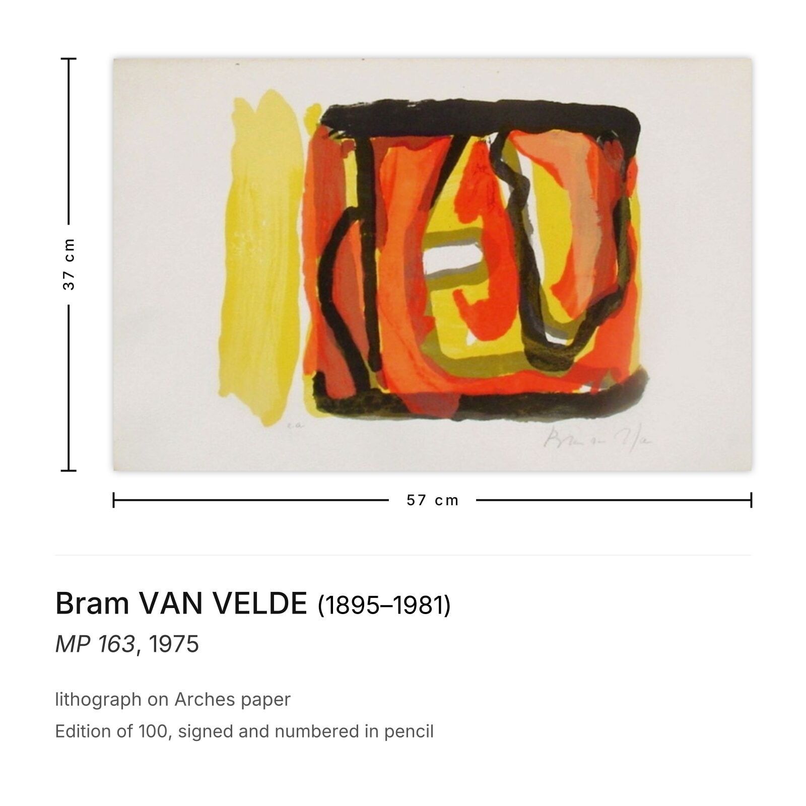 Bram Van Velde Signed Lithograph Mp 163 1975 photo furniture