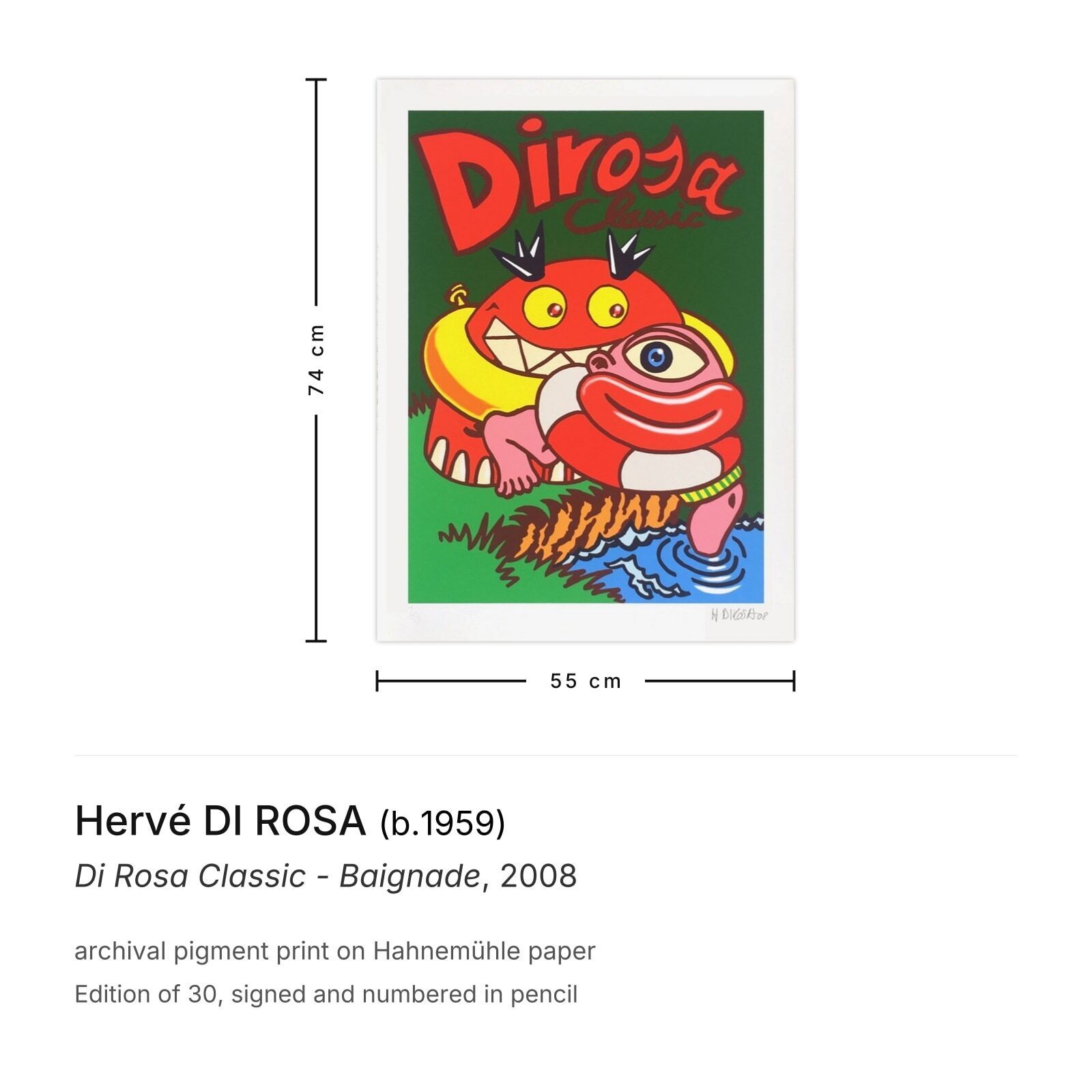 Hervé Di Rosa Gesigneerde Archival Pigment Print Di Rosa Classic Baignade 2008 photo furniture