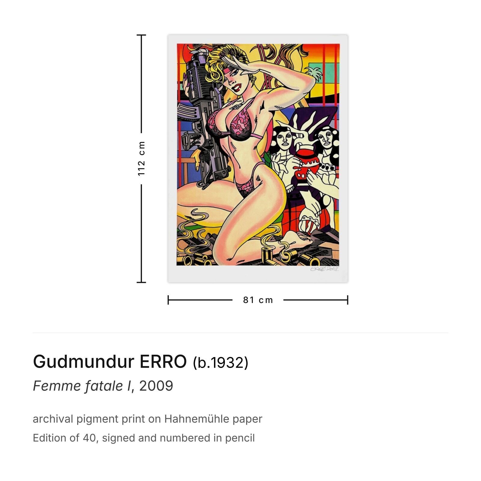 Gudmundur Erro Gesigneerde Archival Pigment Print Femme Fatale I 2009 photo furniture