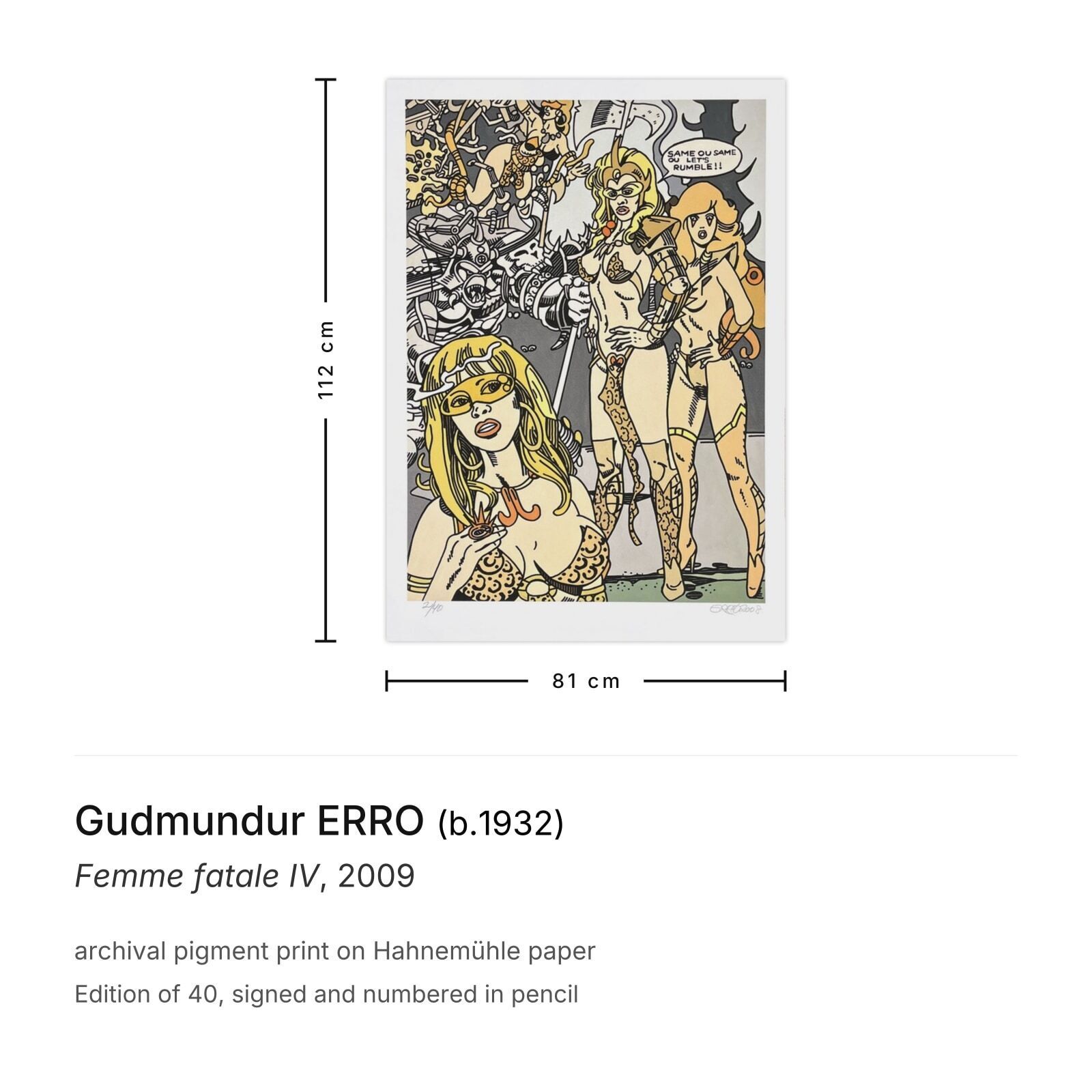 Gudmundur Erro Signed Archival Pigment Print Femme Fatale IV 2009 photo furniture