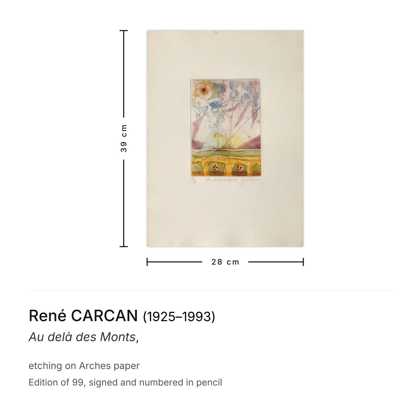 René Carcan Gesigneerde Ets Au Delà Des Monts photo furniture