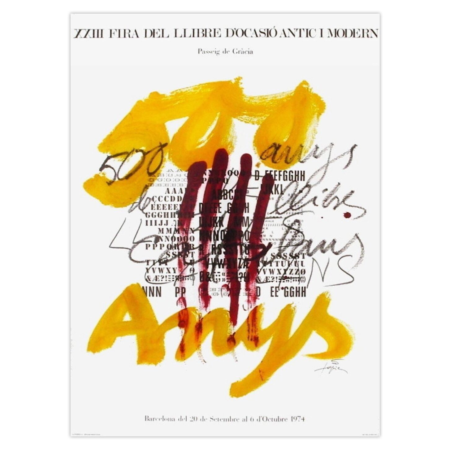 Antoni Tapies Poster Expo 74 Fira Del Llibre D'ocasio