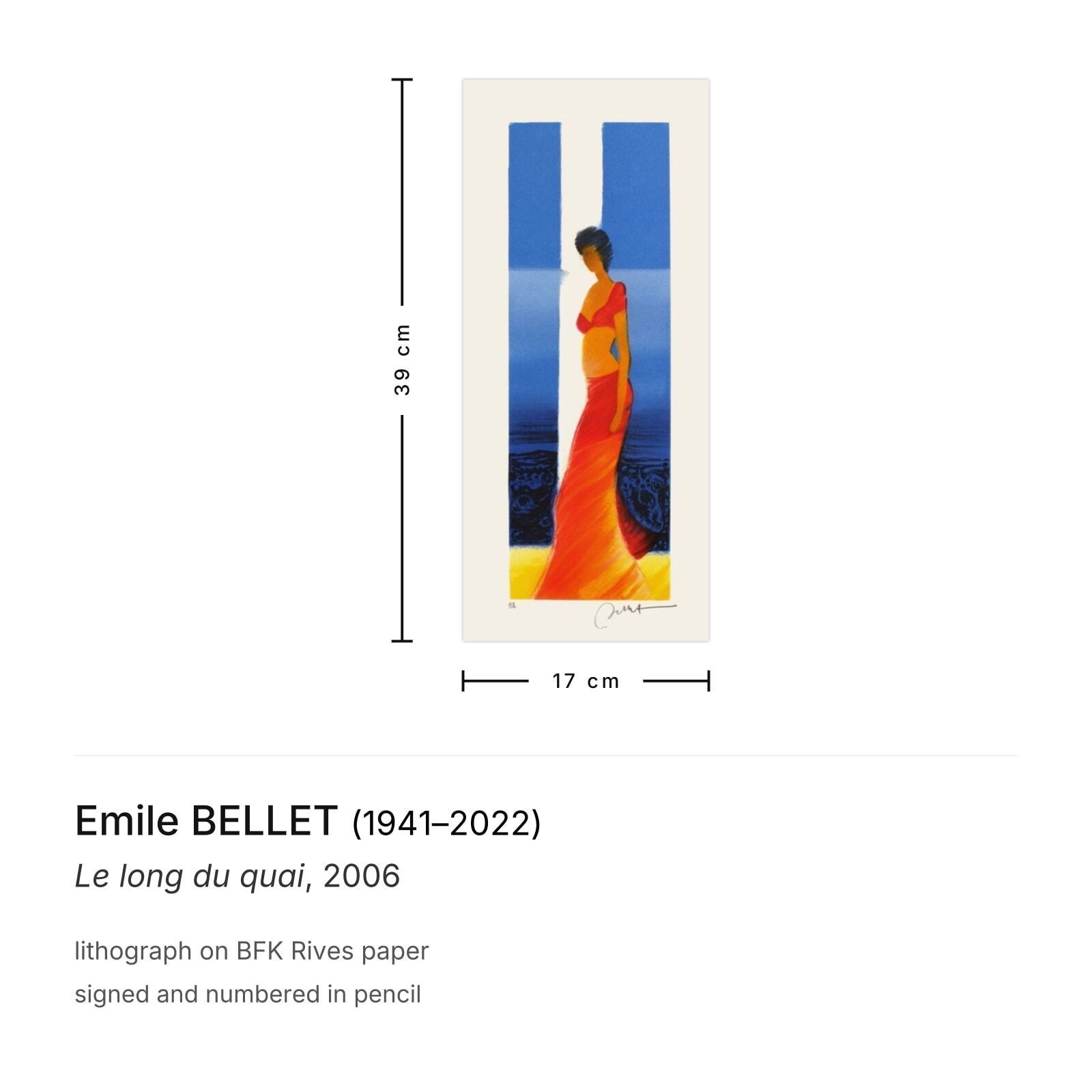 Emile Bellet Signed Lithograph Le Long Du Quai 2006 photo furniture