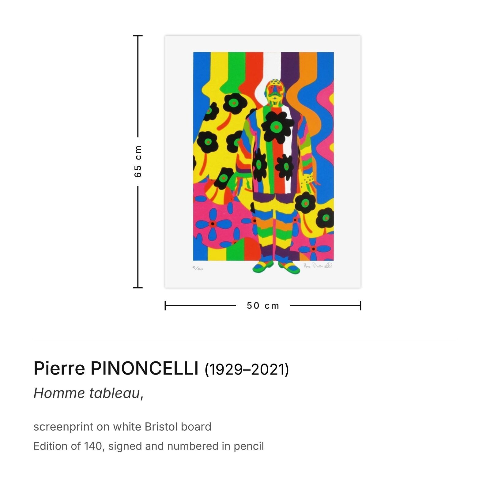 Pierre Pinoncelli Gesigneerde Zeefdruk Homme Tableau photo furniture