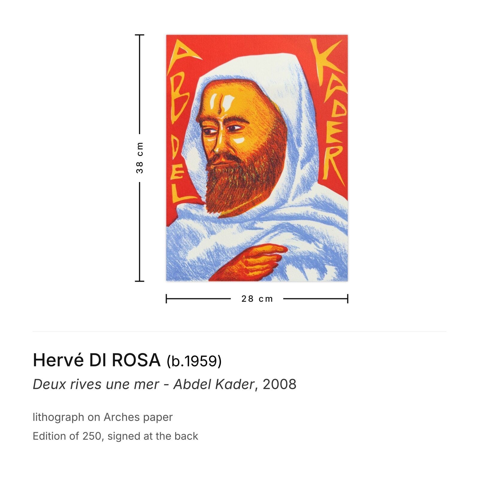 Hervé Di Rosa Gesigneerde Lithografie Deux Rives Une Mer Abdel Kader 2008 photo furniture