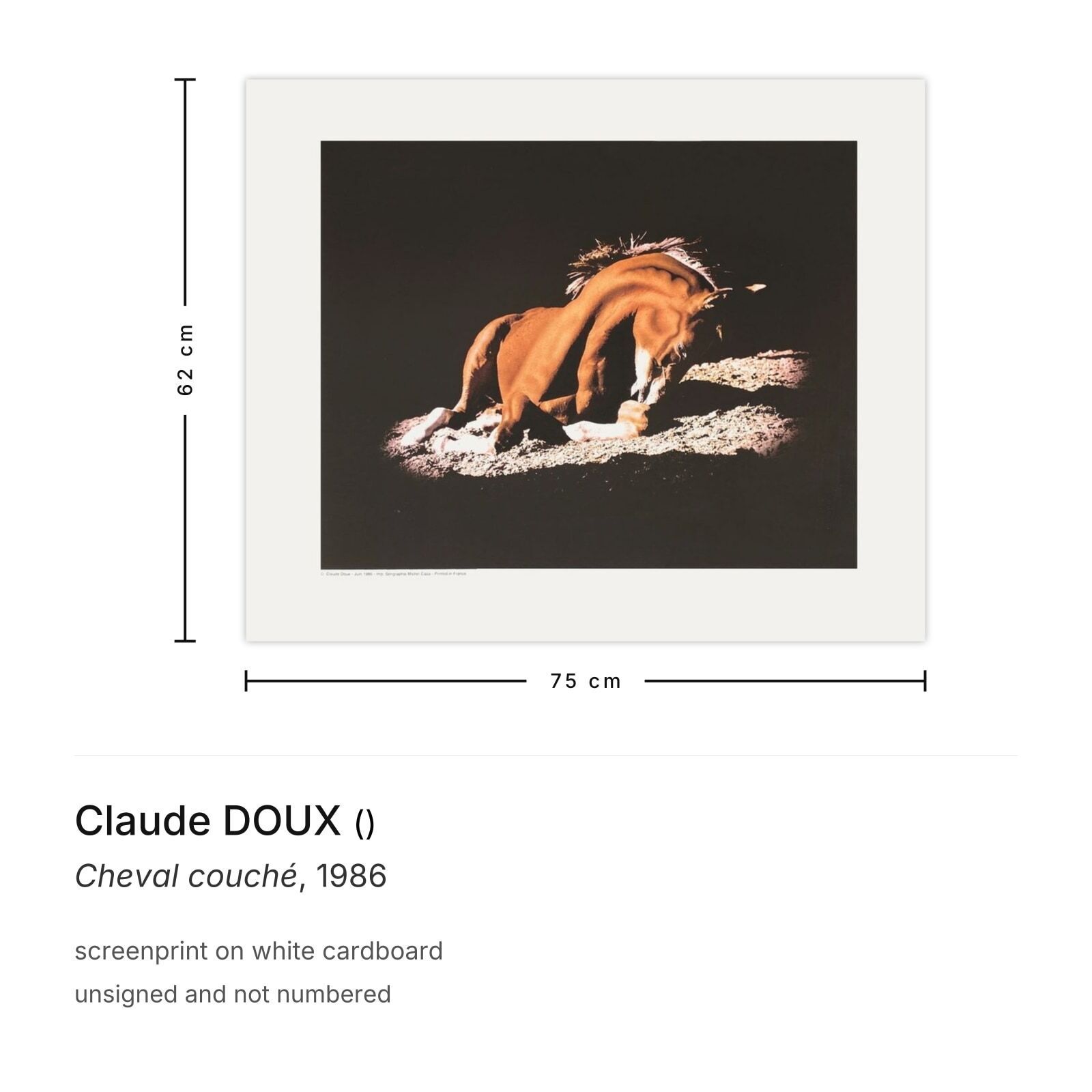 Claude Doux Screenprint Cheval Couché 1986 photo furniture