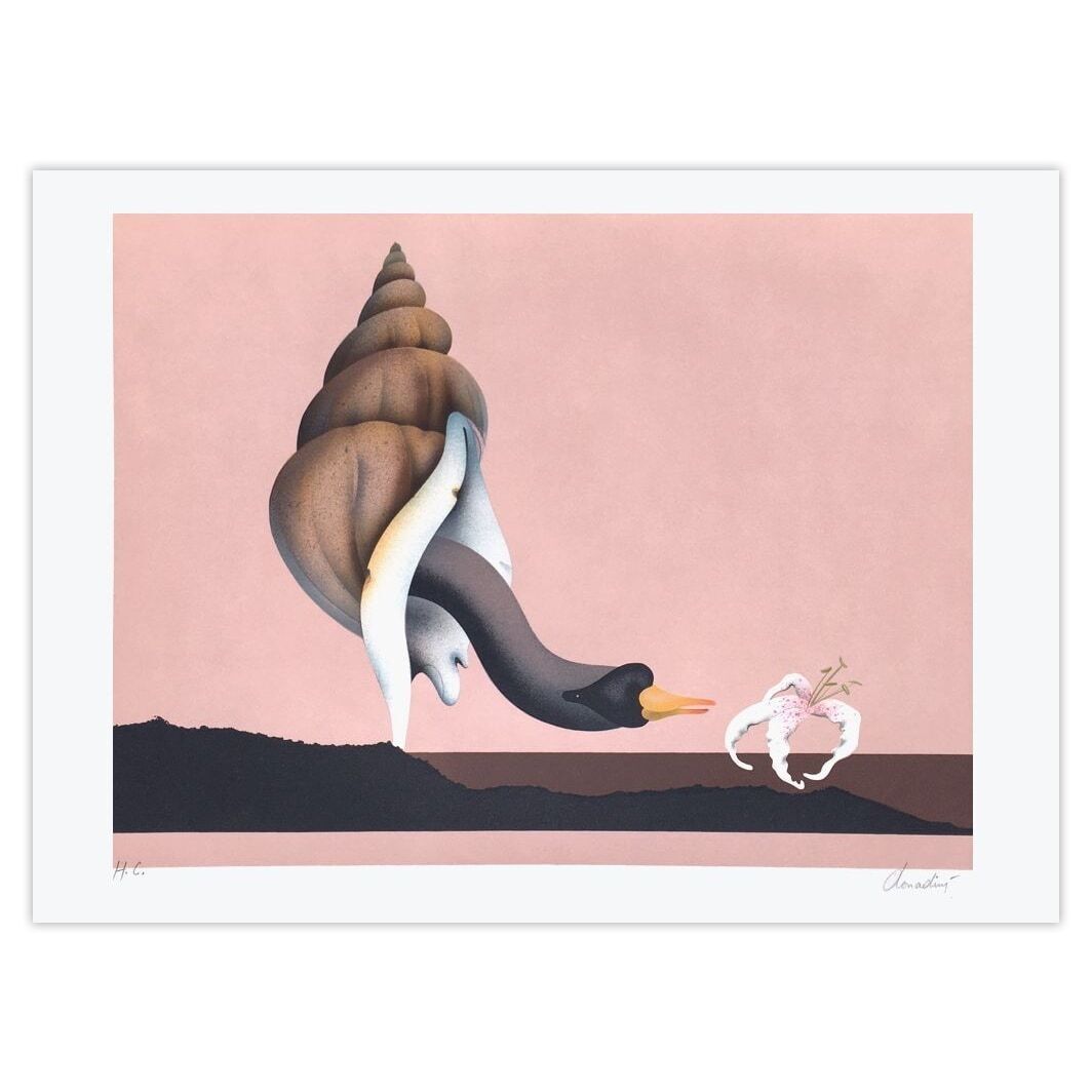 Jean Paul Donadini Gesigneerde Lithografie Le Cygne Et L'orchidée 1980