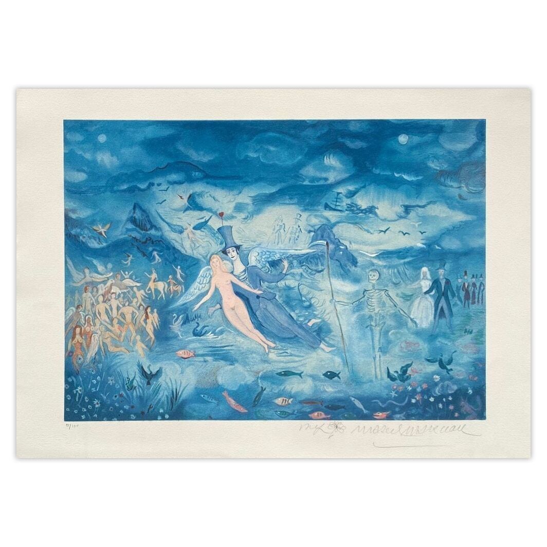 Marcel Marceau Gesigneerde Lithografie Bip Au Paradis 1985