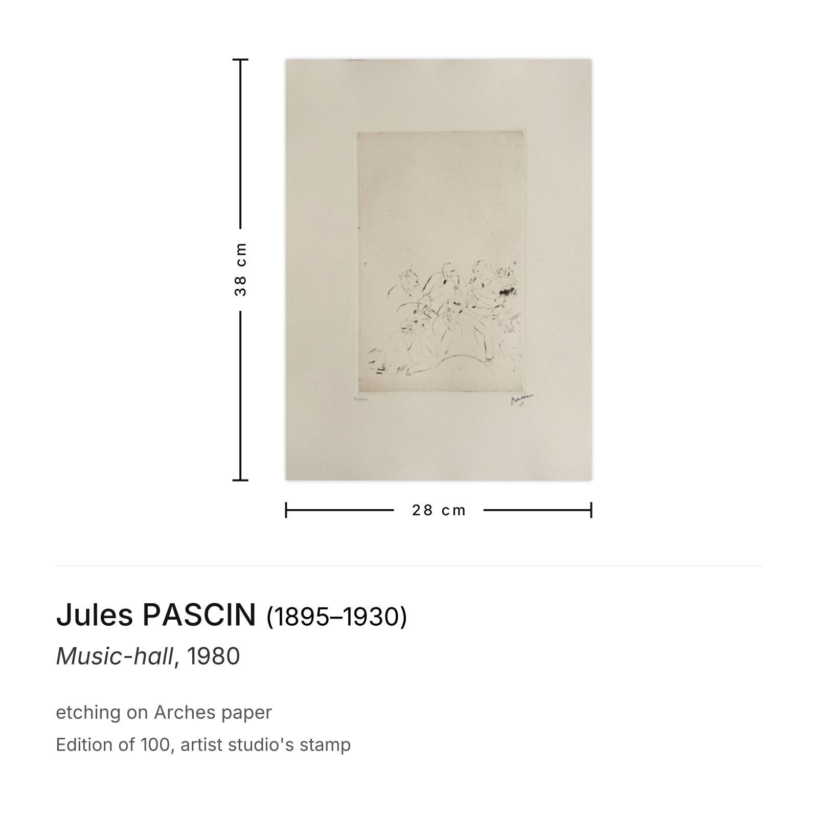 Jules Pascin Etching Music Hall 1980 photo furniture
