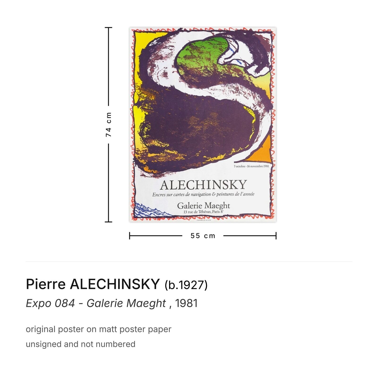 Pierre Alechinsky Poster Expo 084   Galerie Maeght  1981 photo furniture