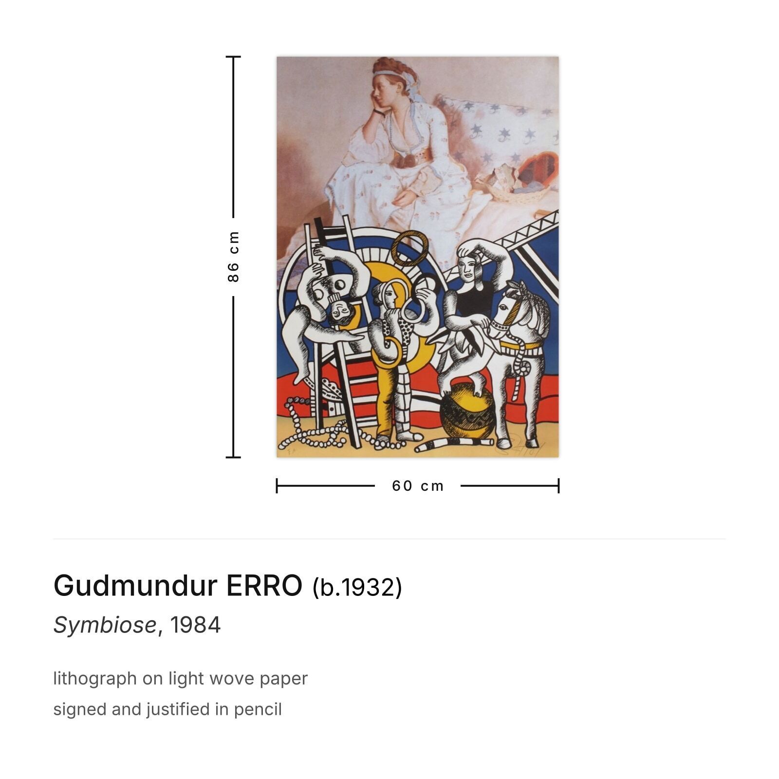 Gudmundur Erro Gesigneerde Lithografie Symbiose 1984 photo furniture