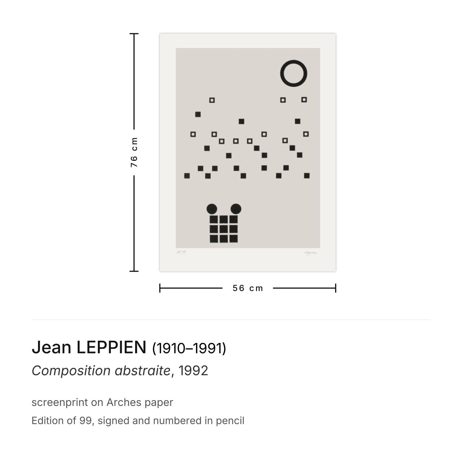 Jean Leppien Gesigneerde Zeefdruk Composition Abstraite 1992 photo furniture