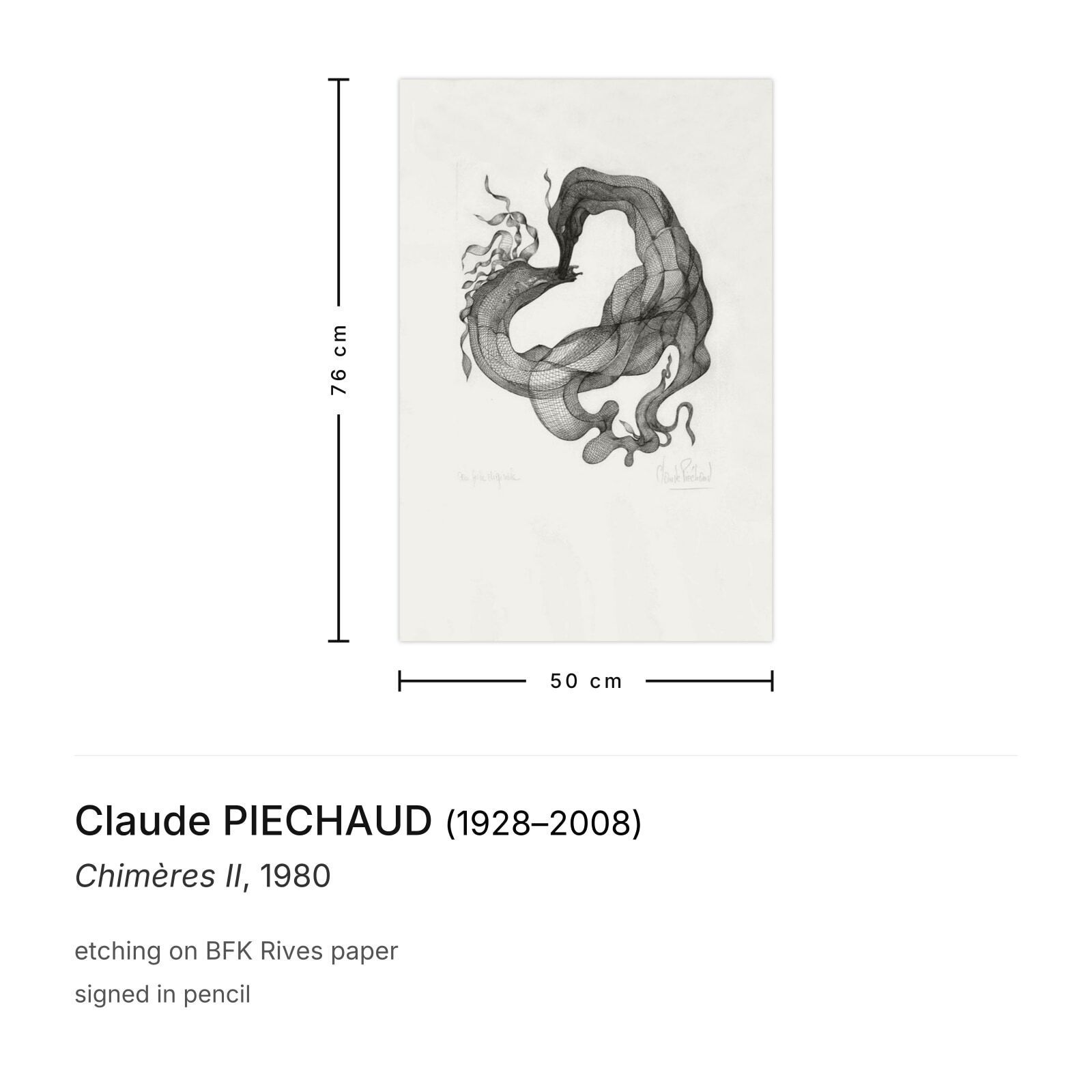 Claude Piechaud Gesigneerde Ets Chimères II 1980 photo furniture