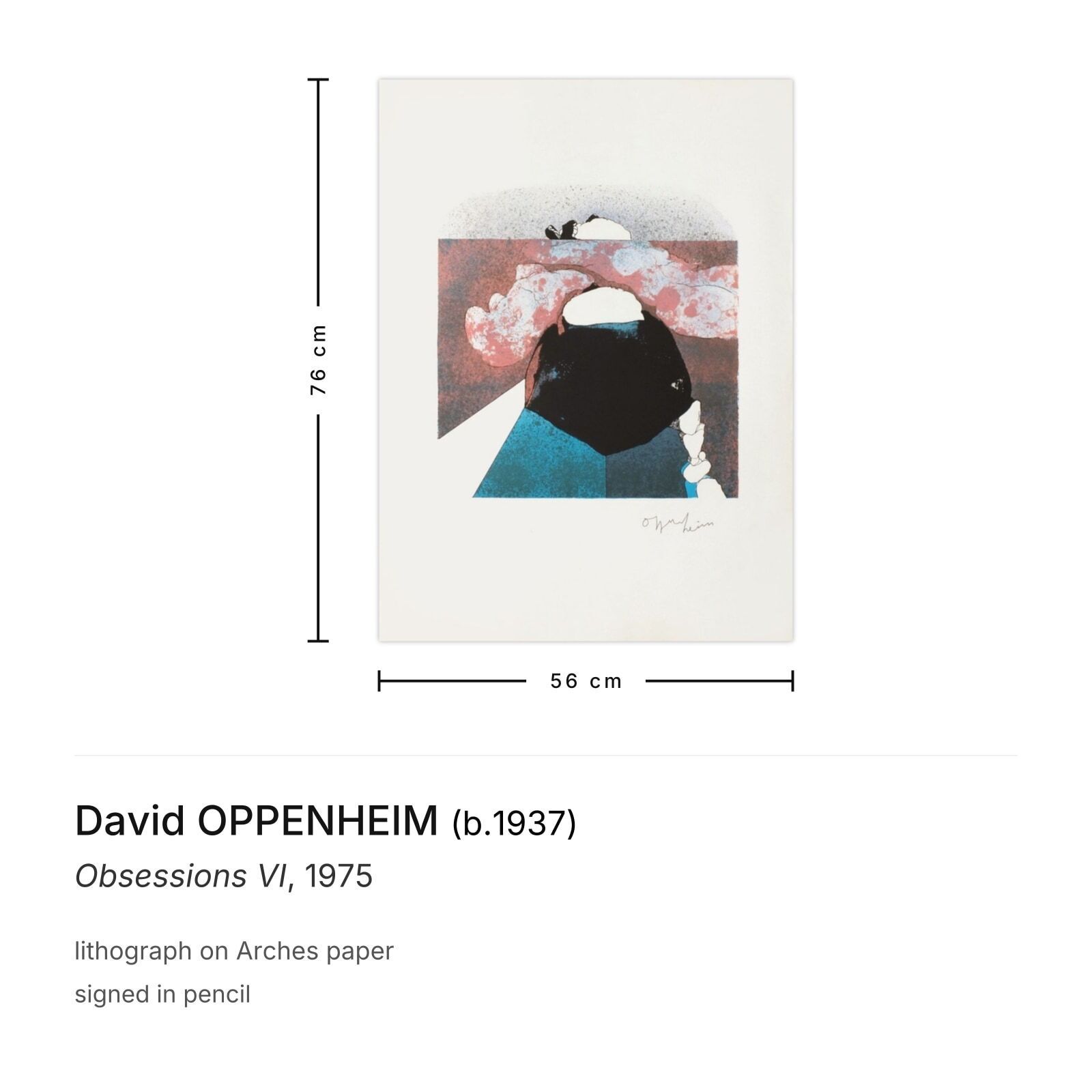 David Oppenheim Signed Lithograph Obsessions VI 1975 photo furniture