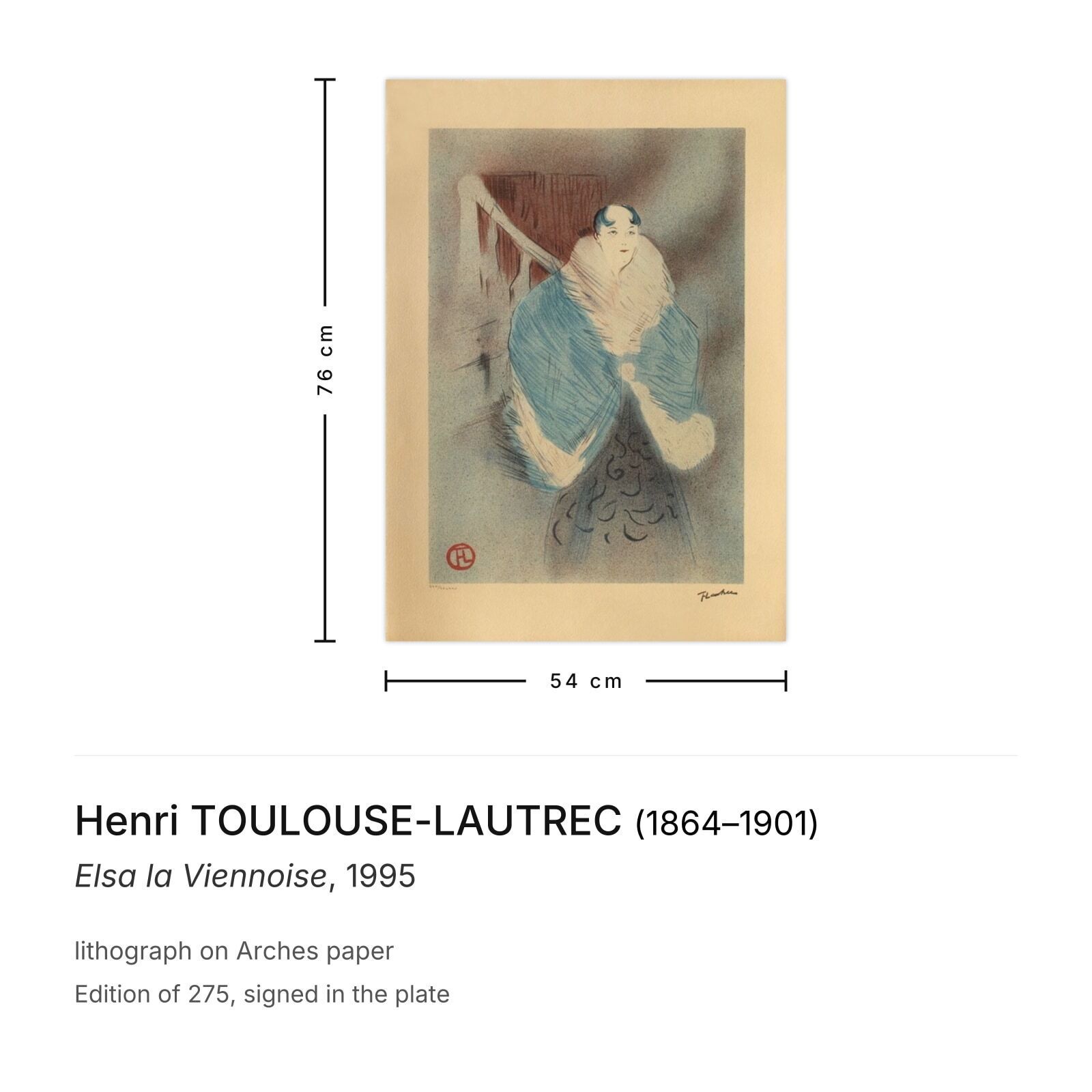 Henri Toulouse Lautrec Lithografie Elsa La Viennoise 1995 photo furniture