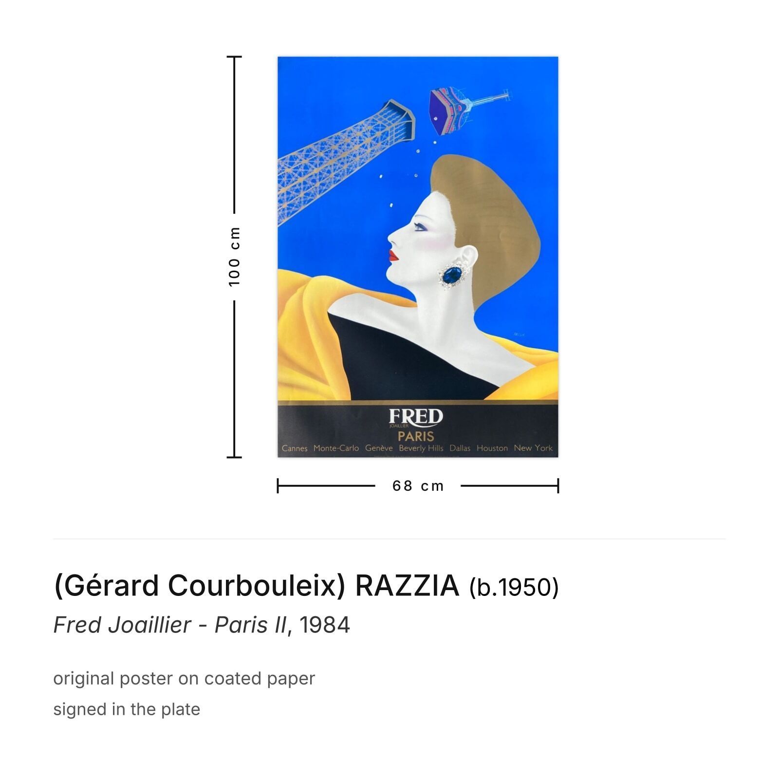 (Gérard Courbouleix) Razzia Poster Fred Joaillier Paris II 1984 photo furniture
