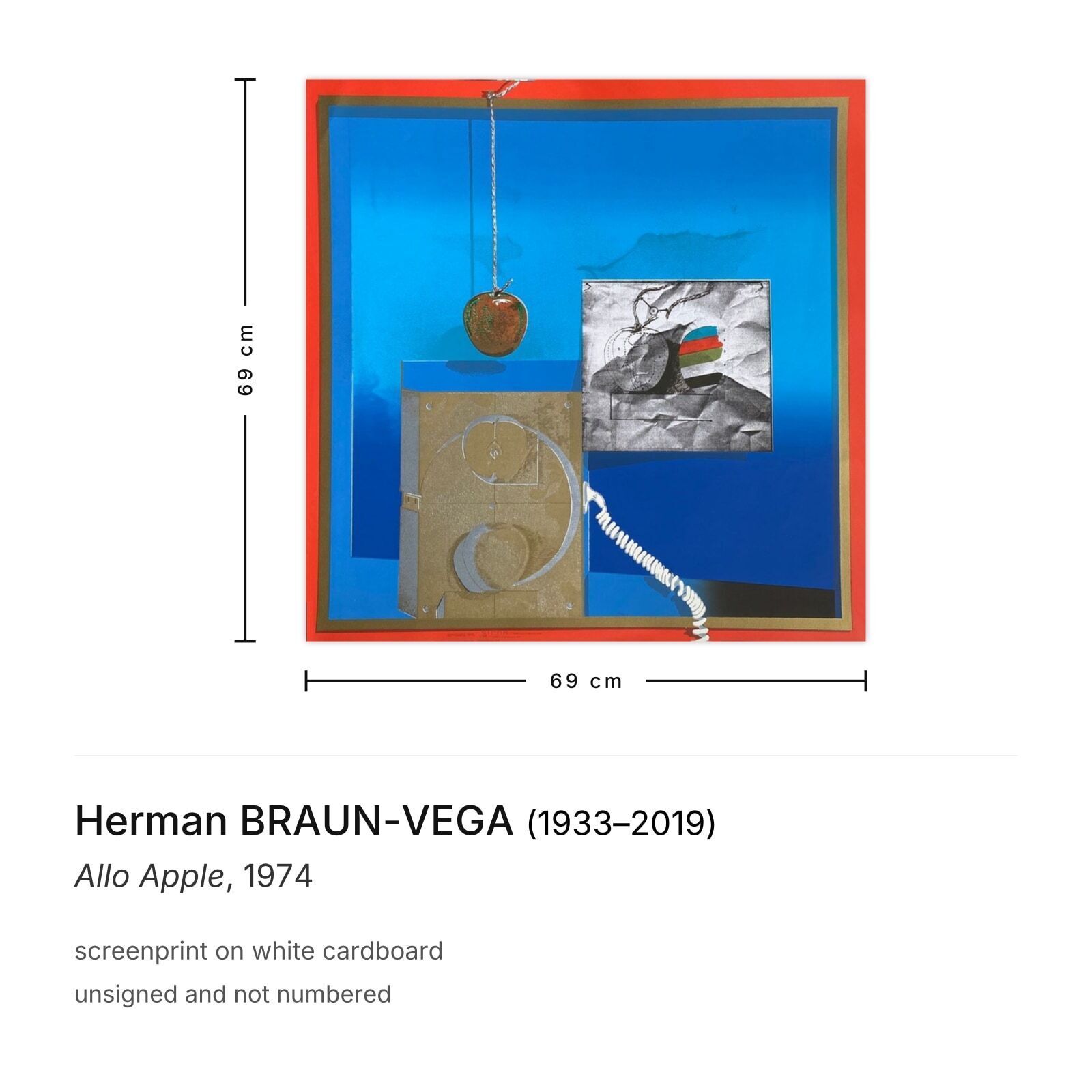 Herman Braun Vega Screenprint Allo Apple 1974 photo furniture