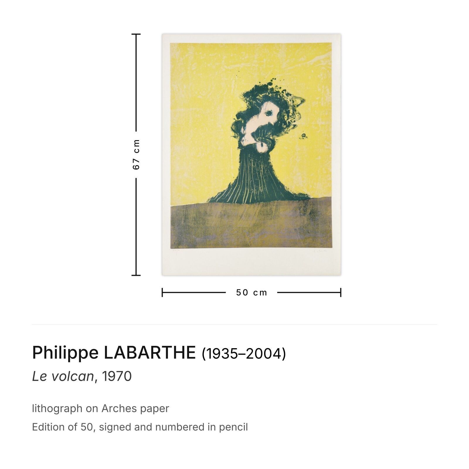 Philippe Labarthe Signed Lithograph Le Volcan 1970 photo furniture