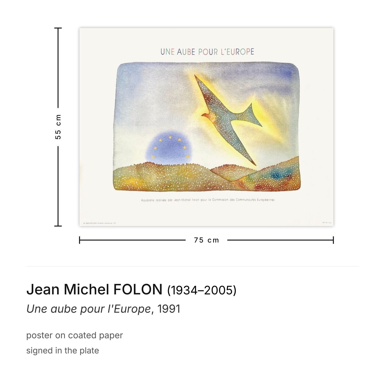 Jean Michel Folon Poster Une Aube Pour L'europe 1991 photo furniture