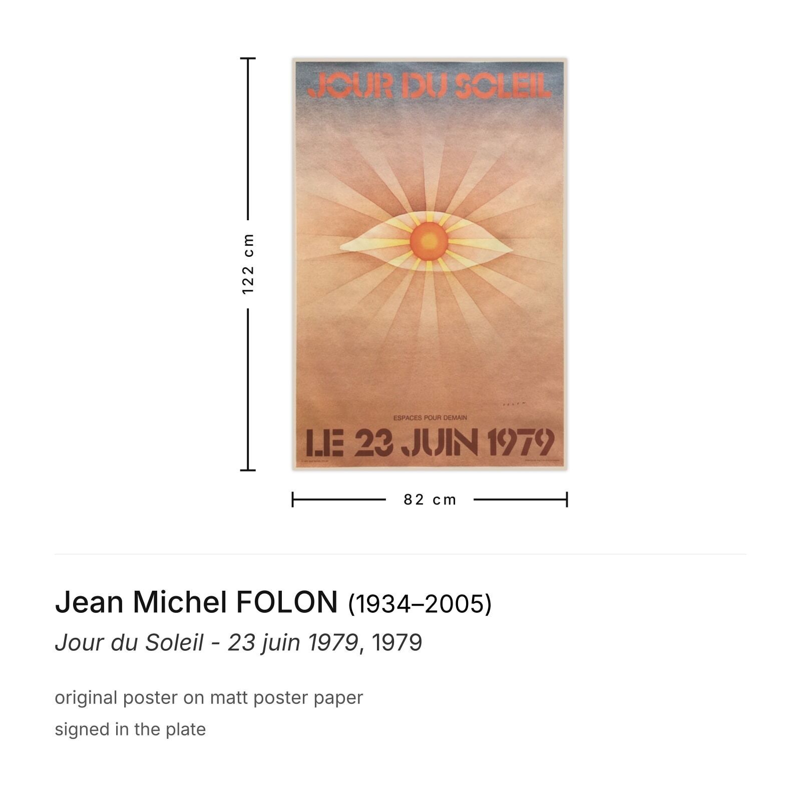 Jean Michel Folon Poster Jour Du Soleil 23 Juin 1979 photo furniture