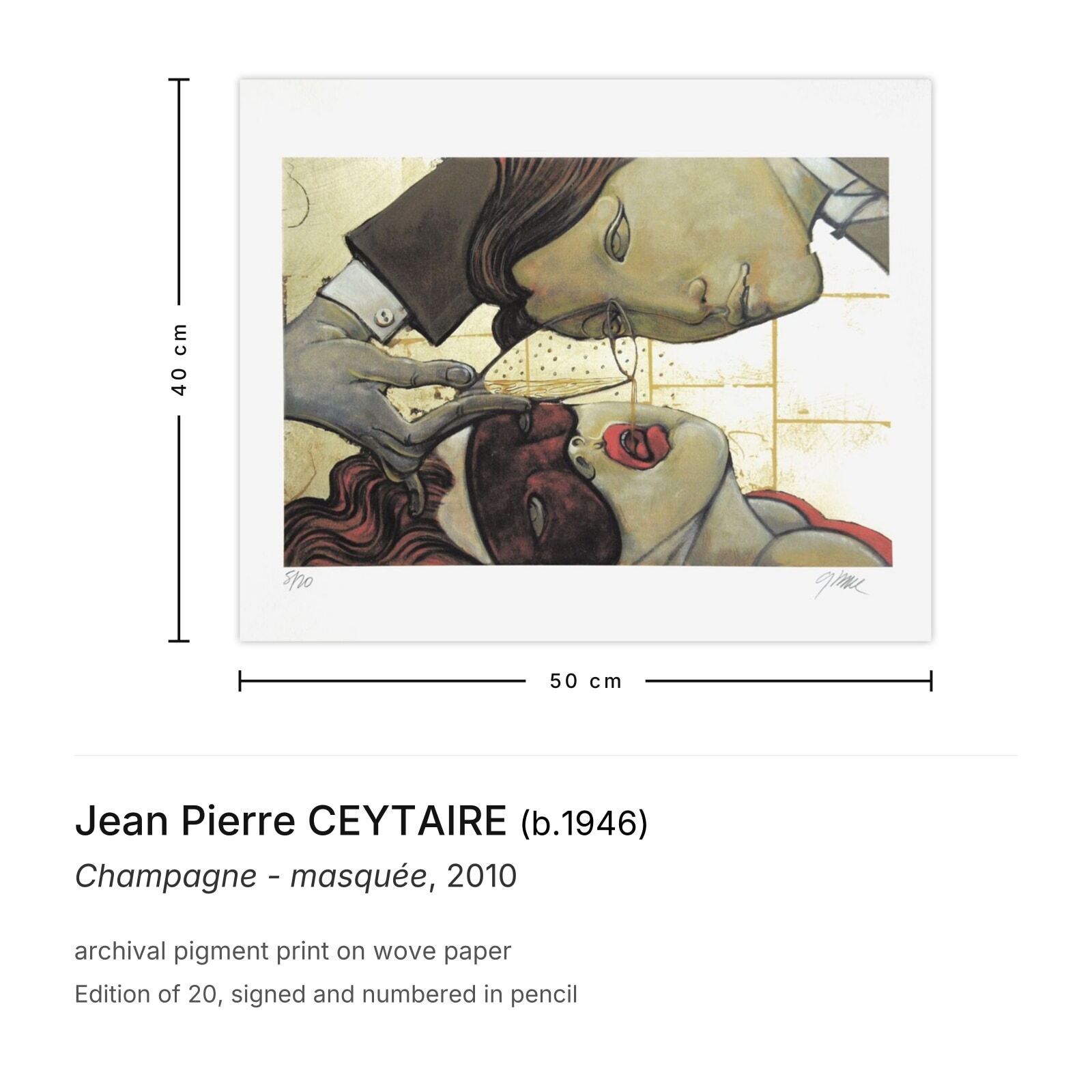 Jean Pierre Ceytaire Signed Archival Pigment Print Champagne - Masquée 2010 photo furniture