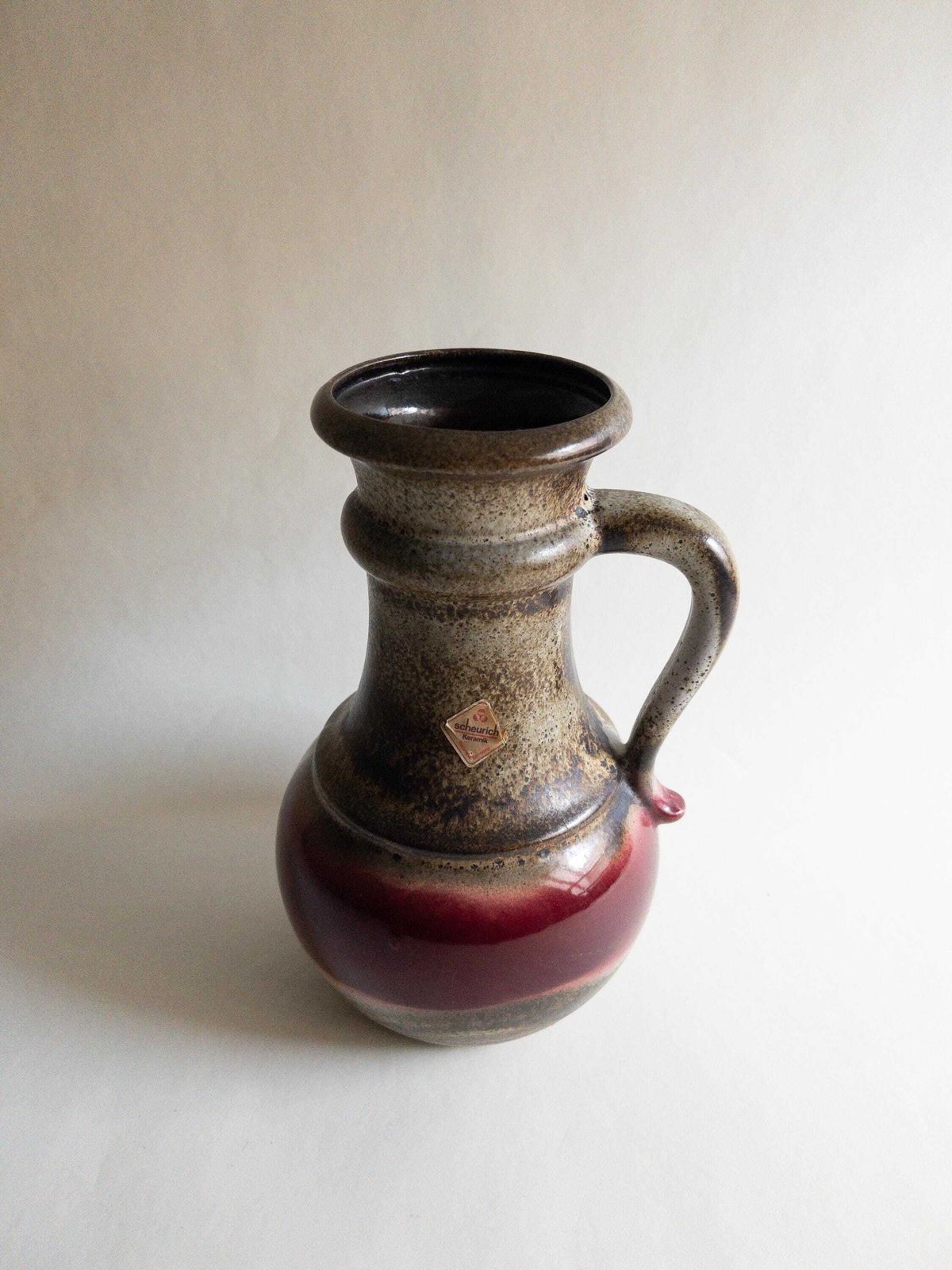 Scheurich West German Pottery vaas, grote rode keramiek, jaren 1970 decor photo vinterior
