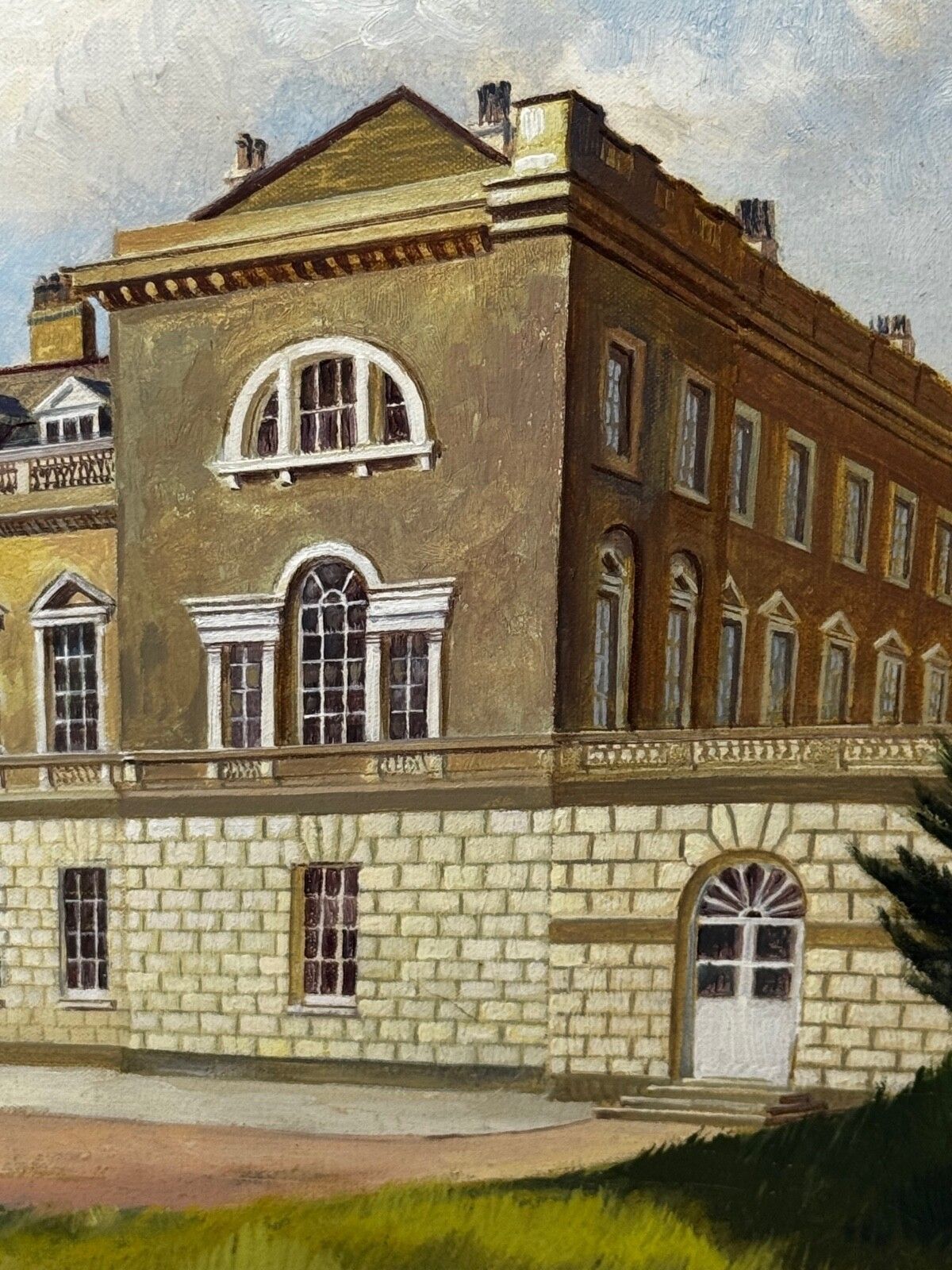 photo for sale Historic 20th Century Oil Painting Historic Duke Of Bedford’s Estate Woburn Abbey In Bedfordshire Signed By Harold Barklam