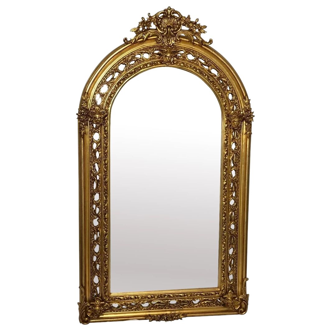 Grote Franse vergulde rococo wandspiegel, sfinxmaskers, Napoleon III-stijl
