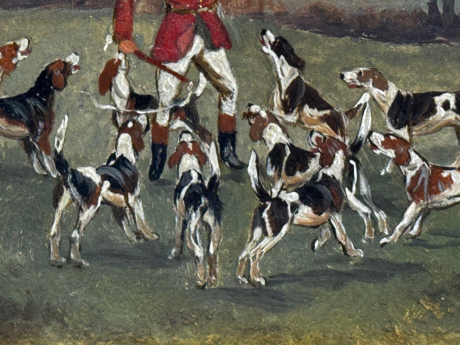 4000.0 Victorian Oil Painting The Death The Berkeley Hunt C1880 Signed By Charles Faulkner photo