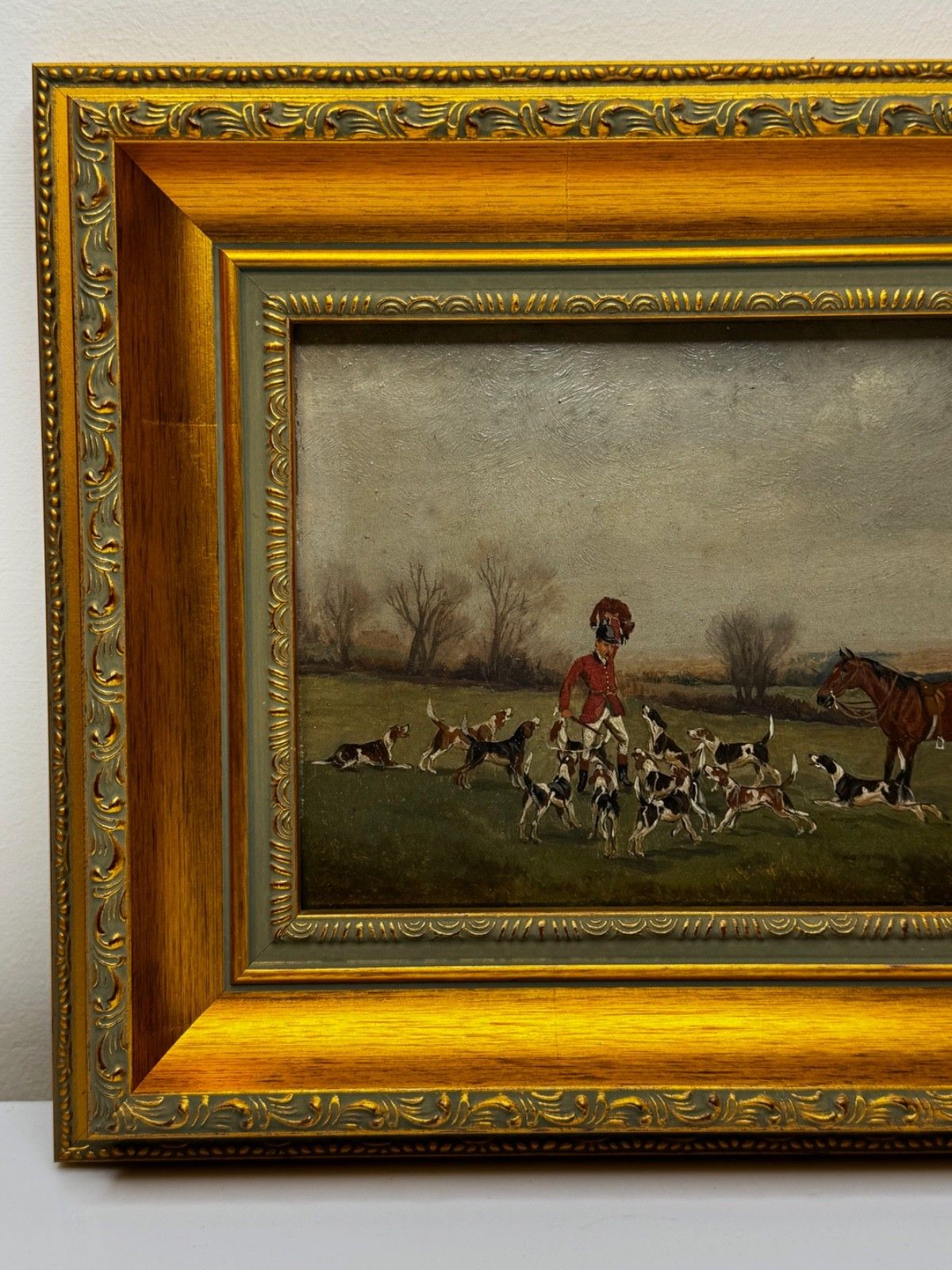 photo buy Victorian olieverfschilderij "The Death The Berkeley Hunt" ca. 1880, gesigneerd door Charles Faulkner