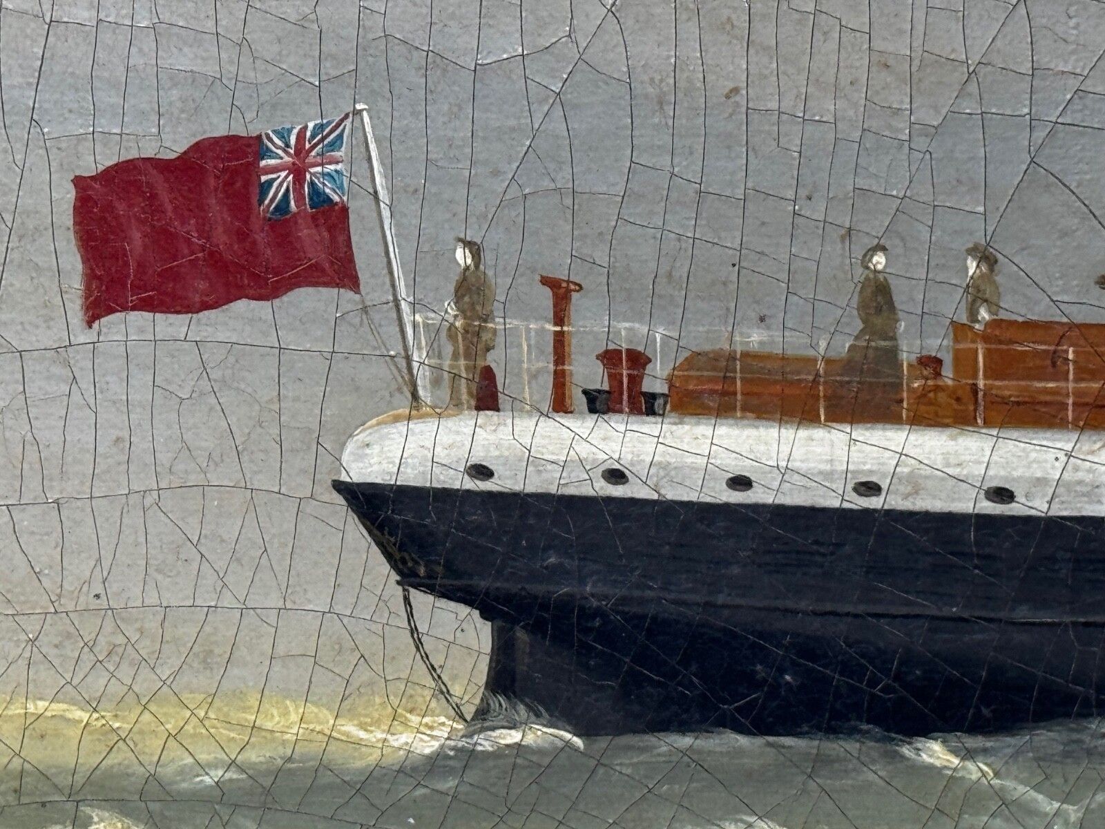 photo vinterior Groot 19e eeuws olieverfchilderij stoomschip SS Miranda Poolse Arctische Expeditie DR Frederick Albert Cook