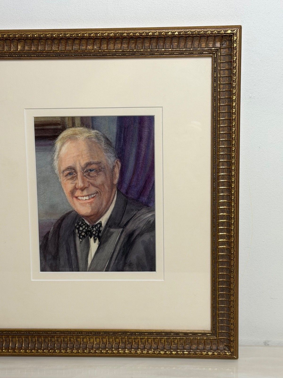 Mid-Century portreitschilderij van President Franklin D. Roosevelt (1882-1945), ca. jaren 1940 photo vinterior