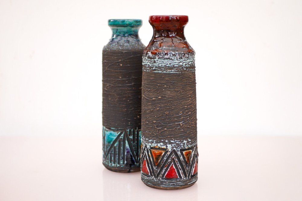 870.0 Mid Century Modern Scandinavian Pottery Vases From Tilgmans, Sweden, Set Of 2 photo