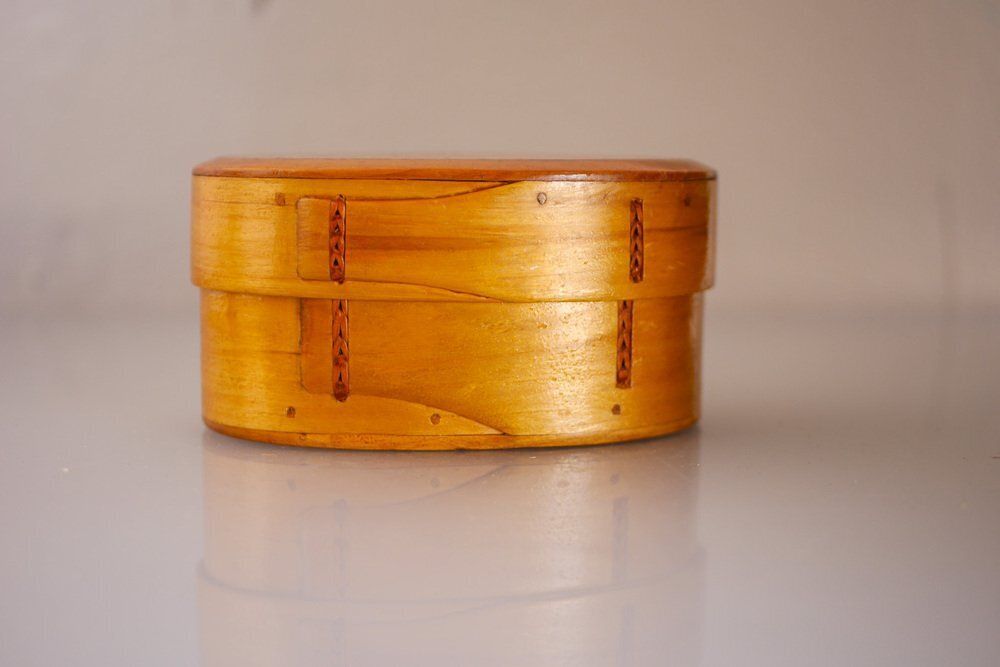 Boîte à copeaux suédoise vintage en bois cintré, années 1920