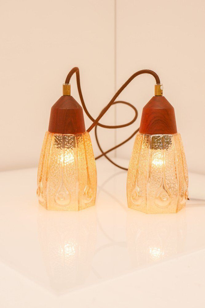 Pendant Lamps In Glass From Pukeberg, Sweden, 1960s, Set Of 2