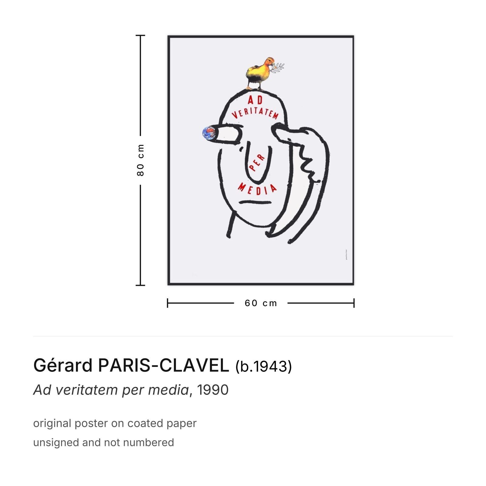 Gérard Paris Clavel Poster Ad Veritatem Per Media 1990 photo furniture