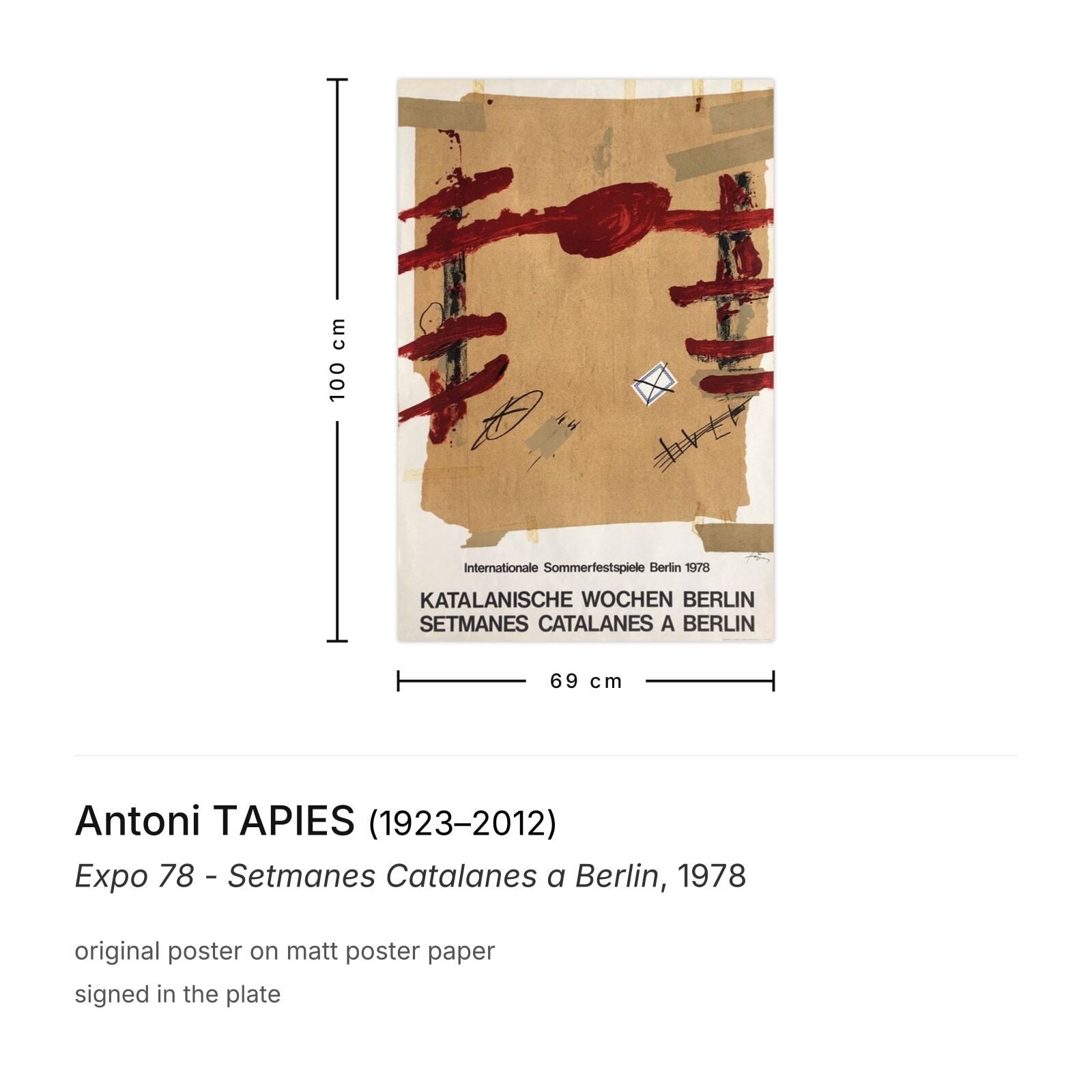 Antoni Tapies Poster Expo 78   Setmanes Catalanes A Berlin photo furniture